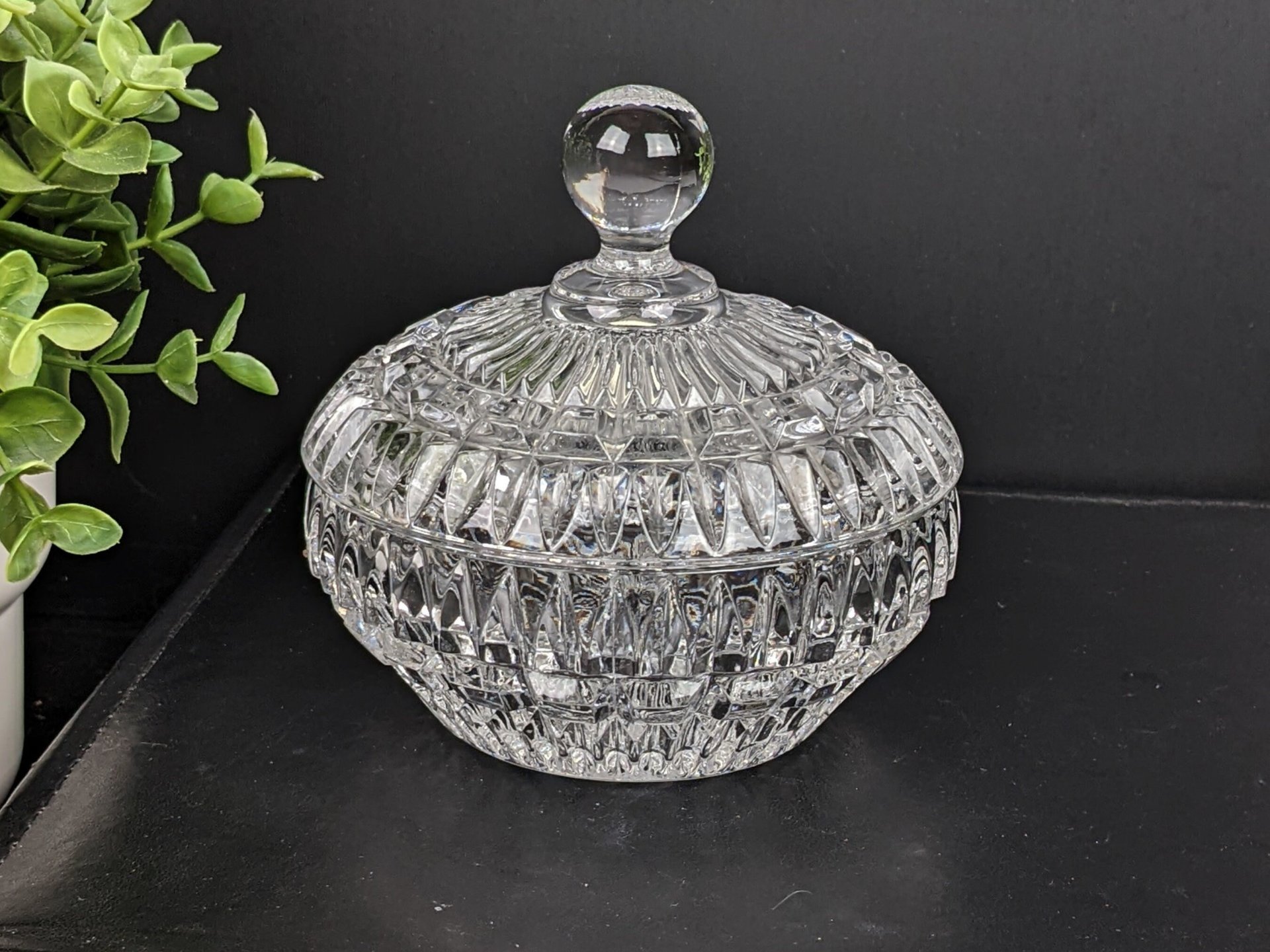 Vintage Crystal Candy Dish with Lid
