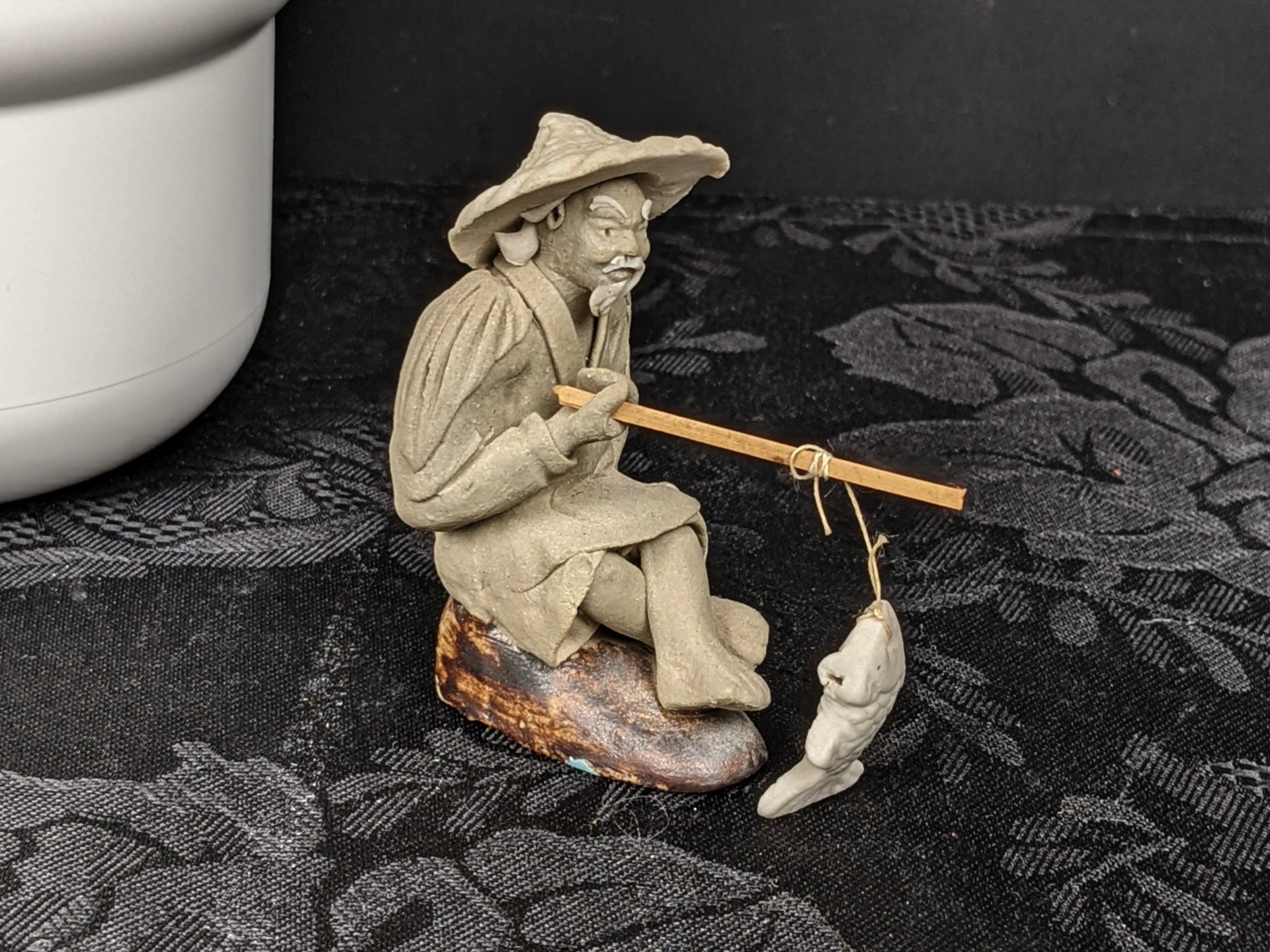 Set of 3 Vintage Chinese Mudman Clay Figurines