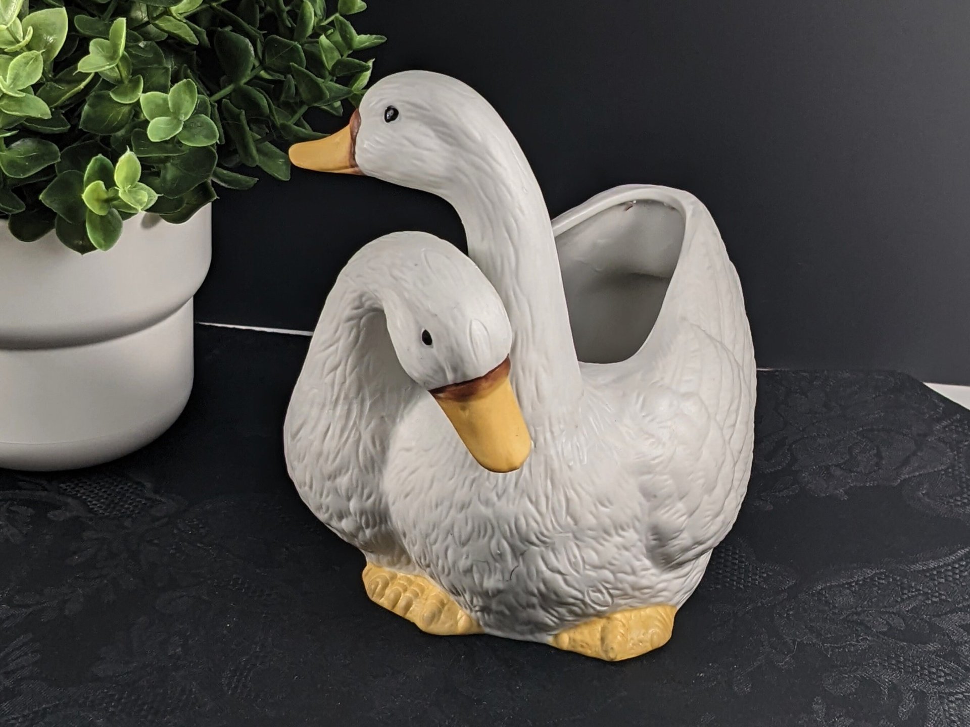 Vintage Ceramic Plant Holder with Geese