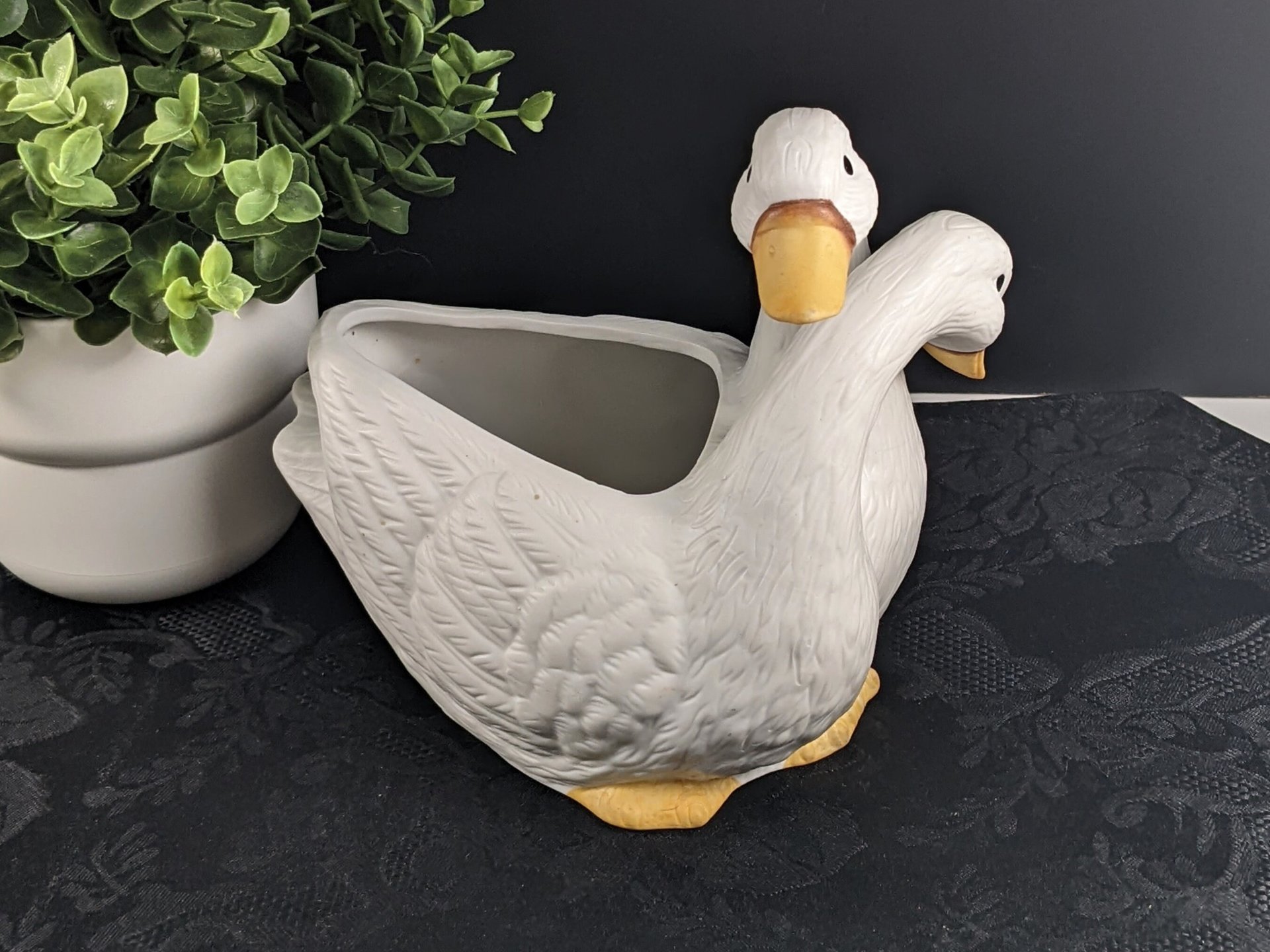 Vintage Ceramic Plant Holder with Geese