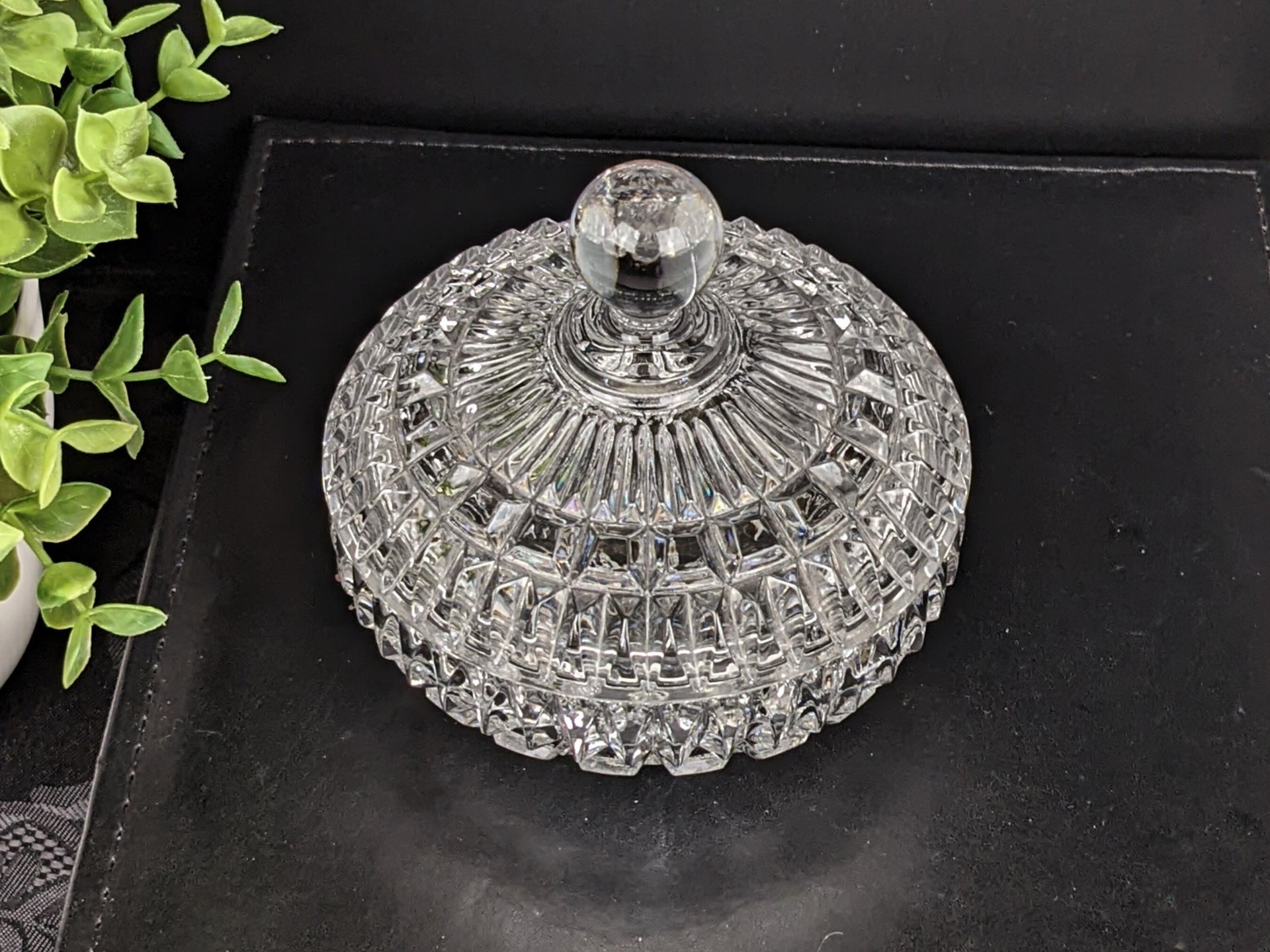 Vintage Crystal Candy Dish with Lid