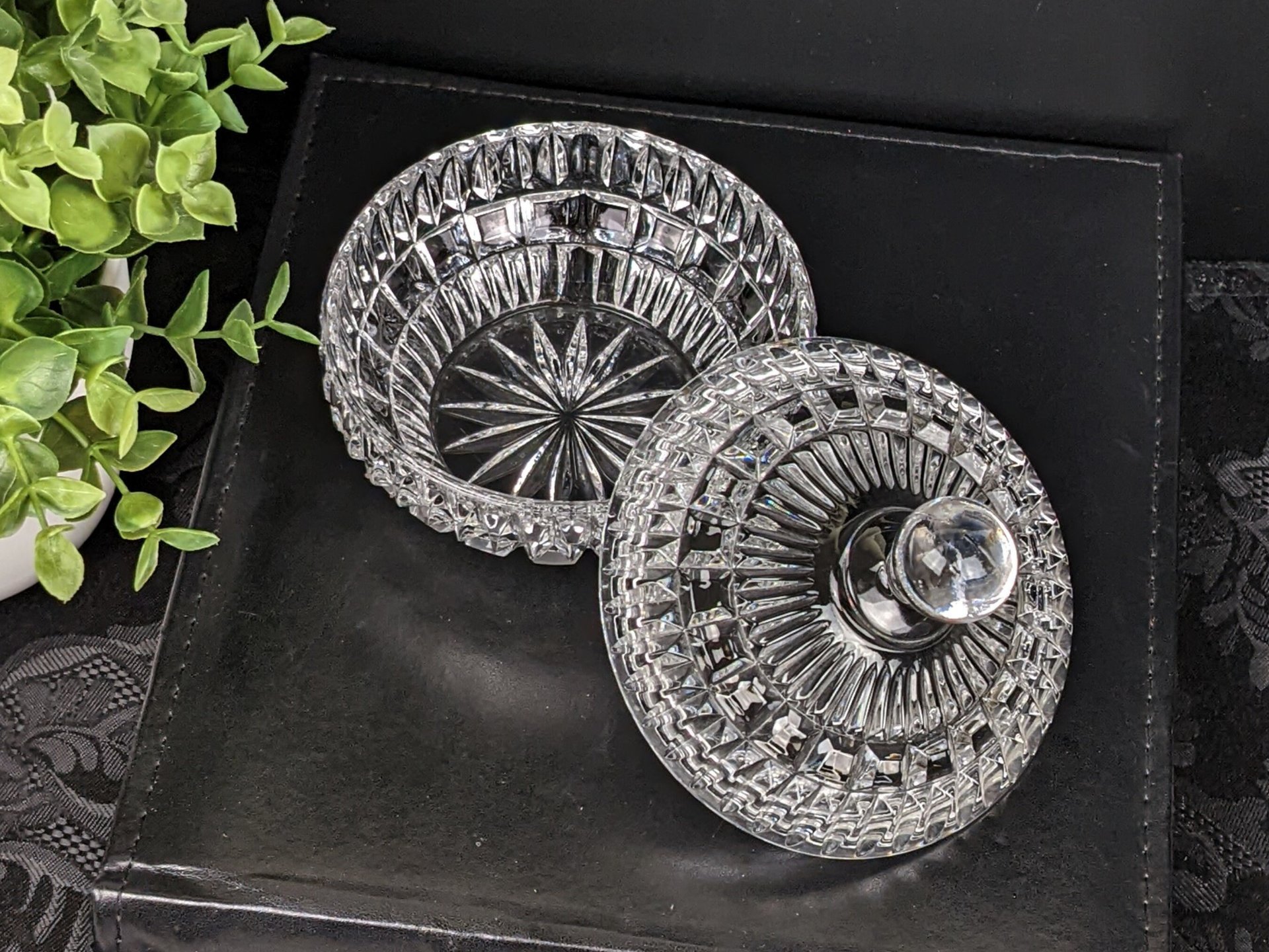 Vintage Crystal Candy Dish with Lid