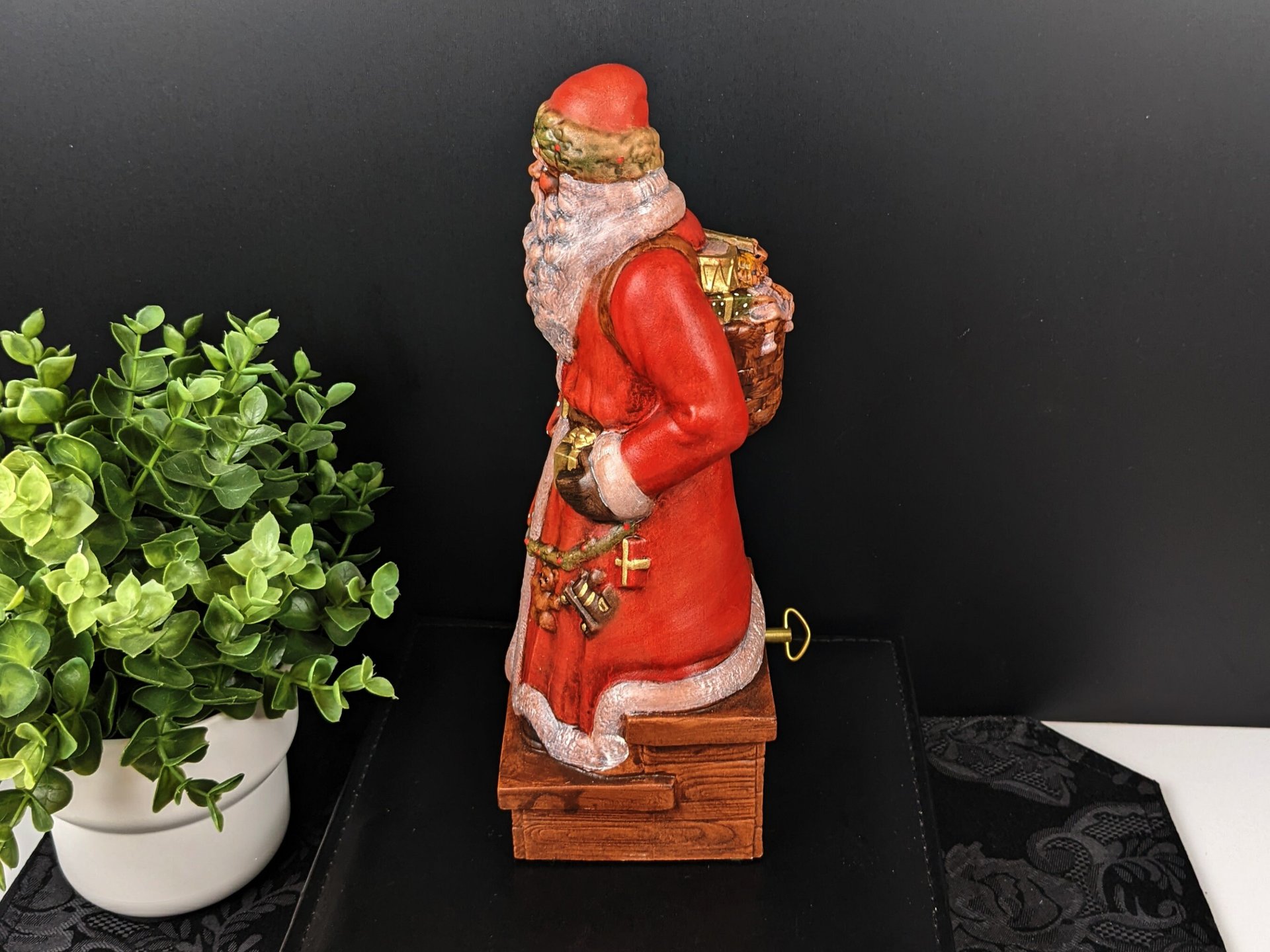 Vintage Ceramic Santa Music Box