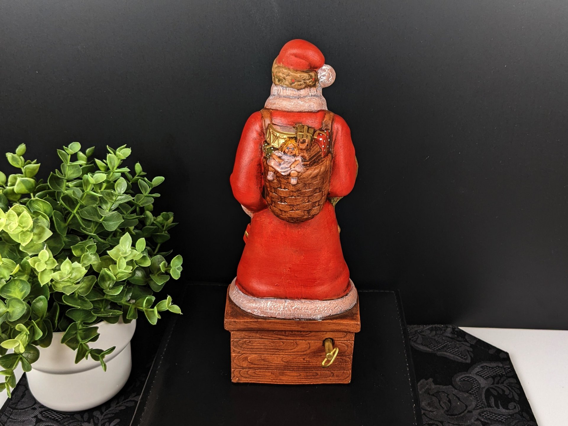 Vintage Ceramic Santa Music Box