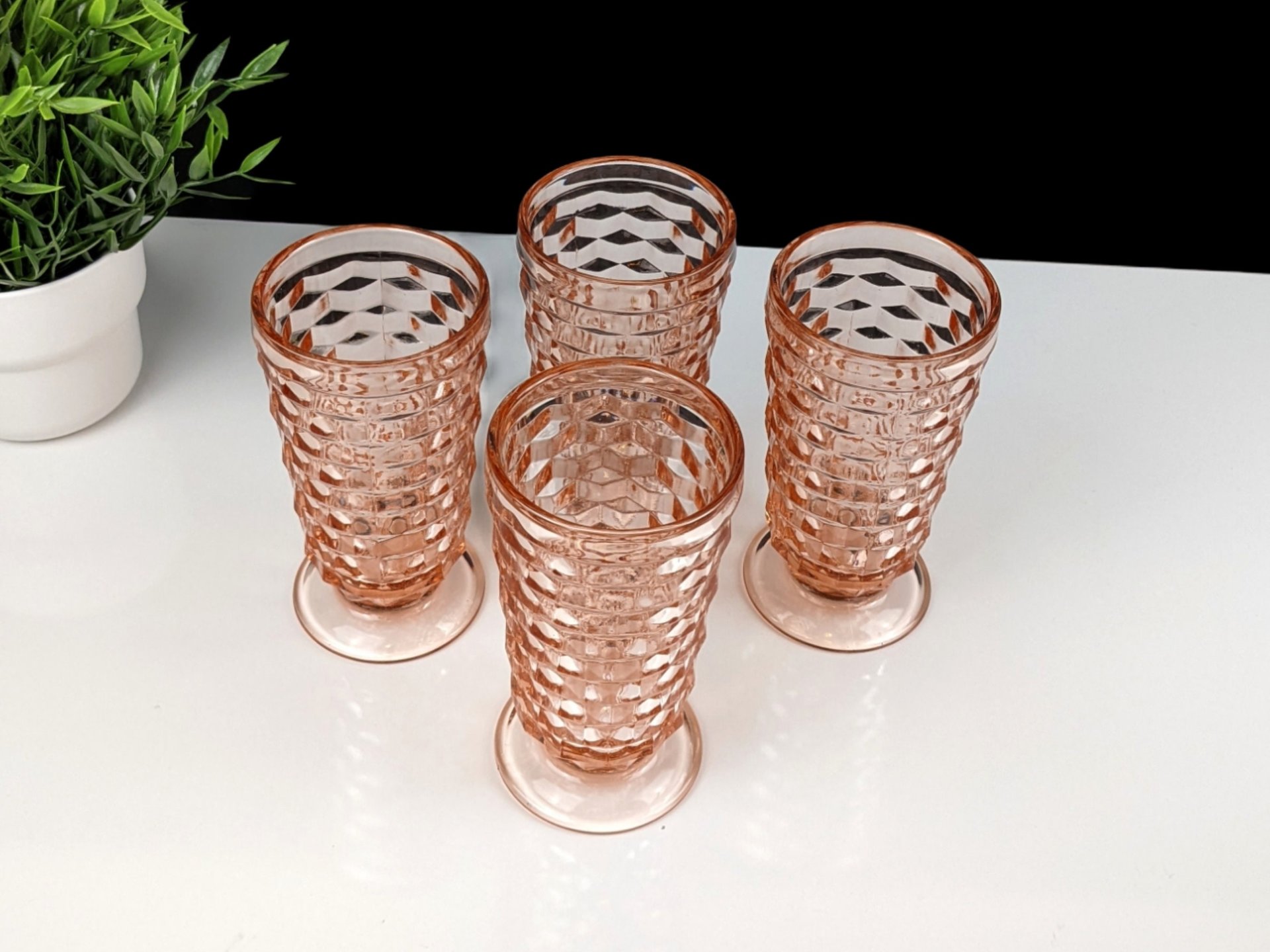 Indiana Glass American Whitehall Peach 4pc Cooler Glass Set