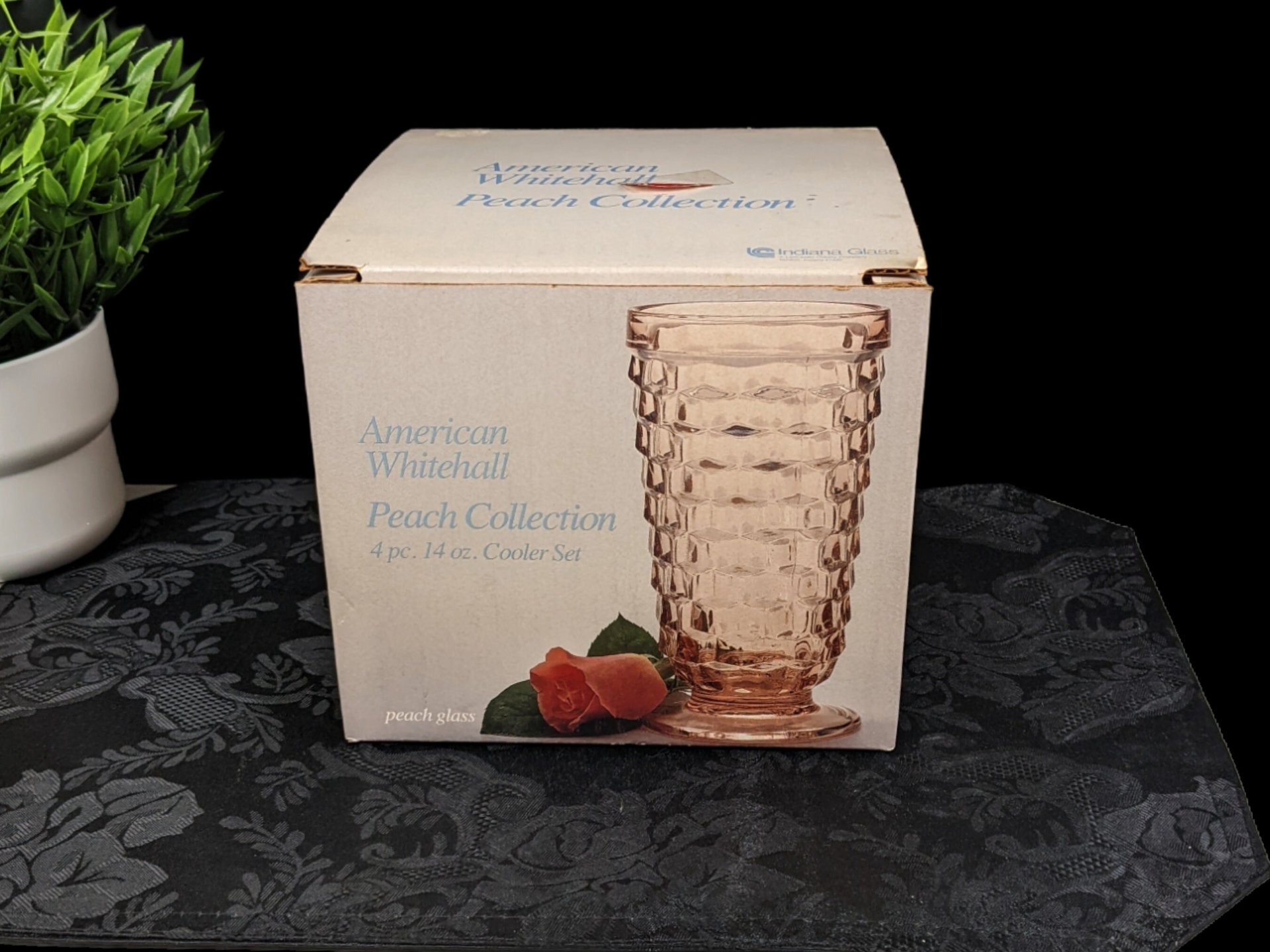 Indiana Glass American Whitehall Peach 4pc Cooler Glass Set