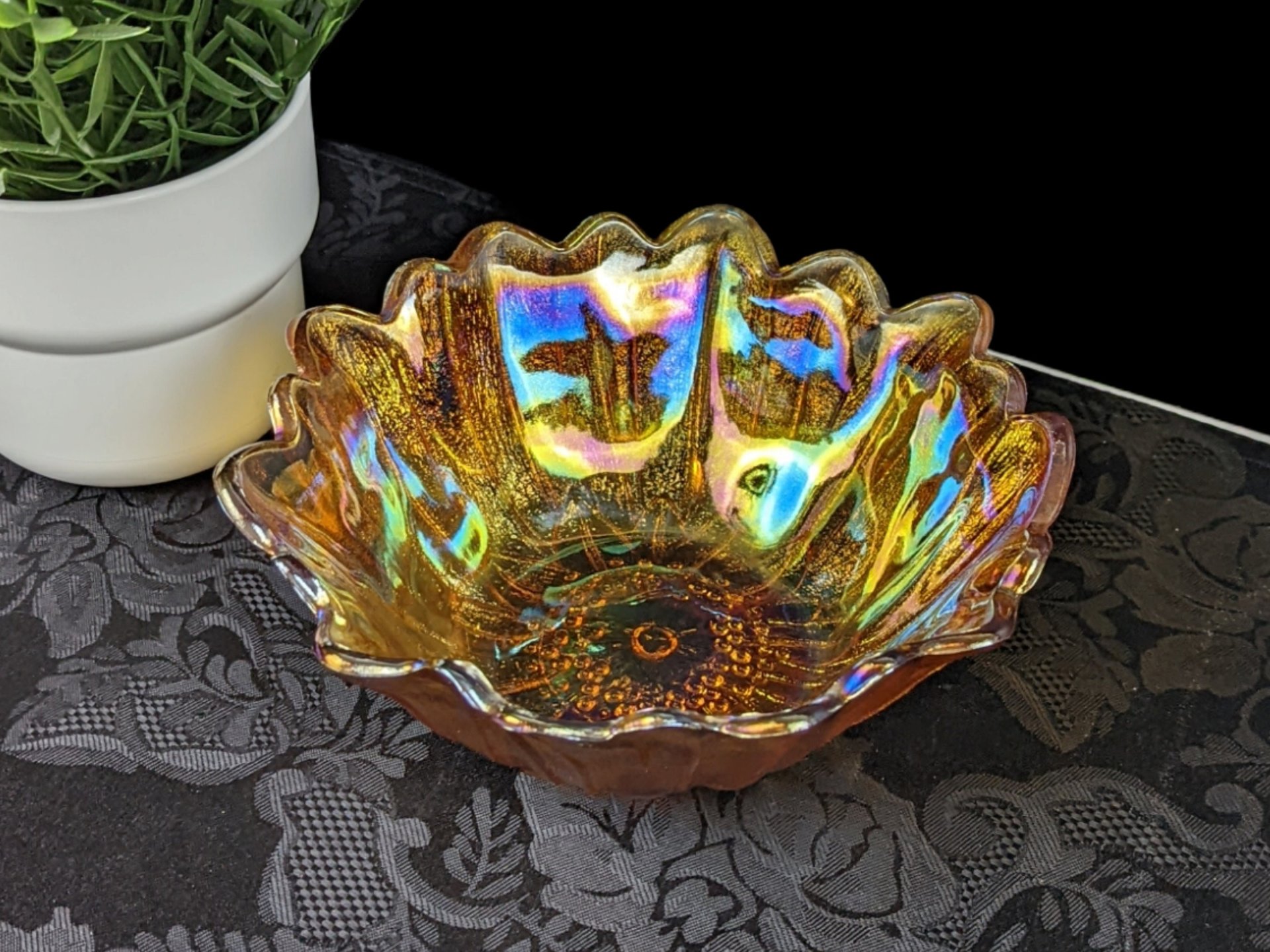 Indiana Glass Sunflower Carnival Glass Bowl
