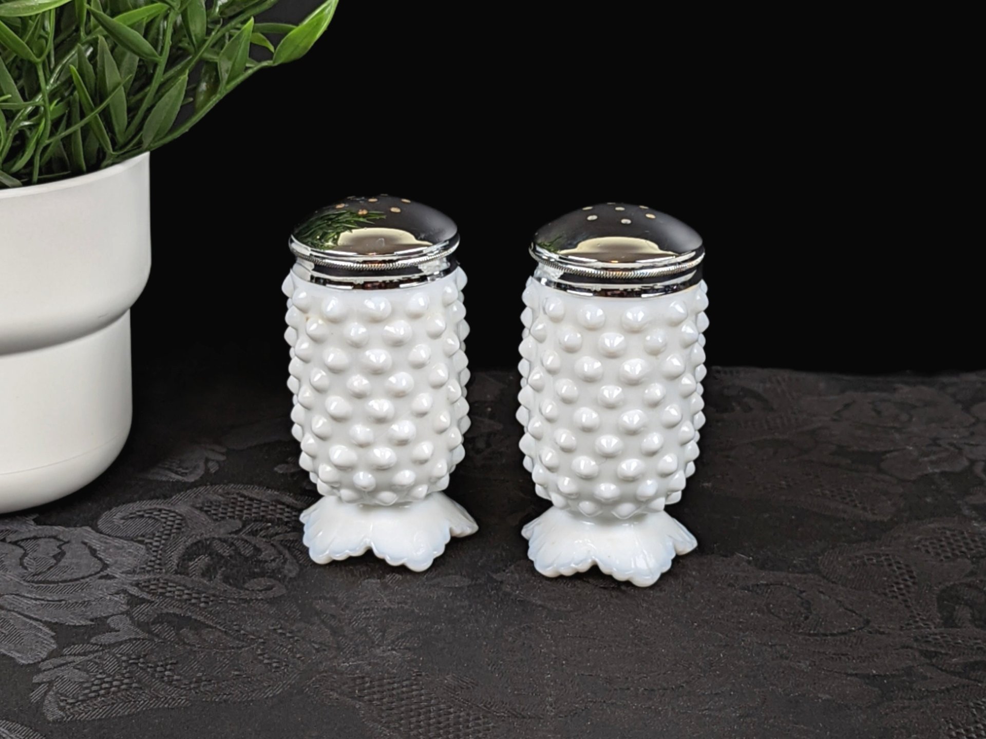 Vintage Fenton Hobnail Milk Glass Salt and Pepper Shaker Set