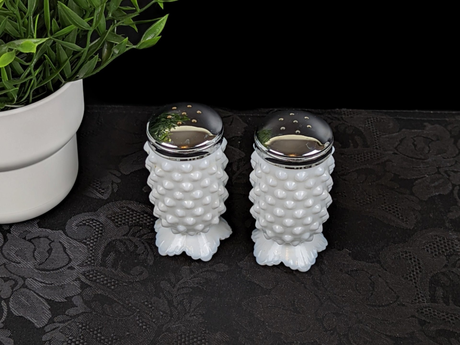 Vintage Fenton Hobnail Milk Glass Salt and Pepper Shaker Set
