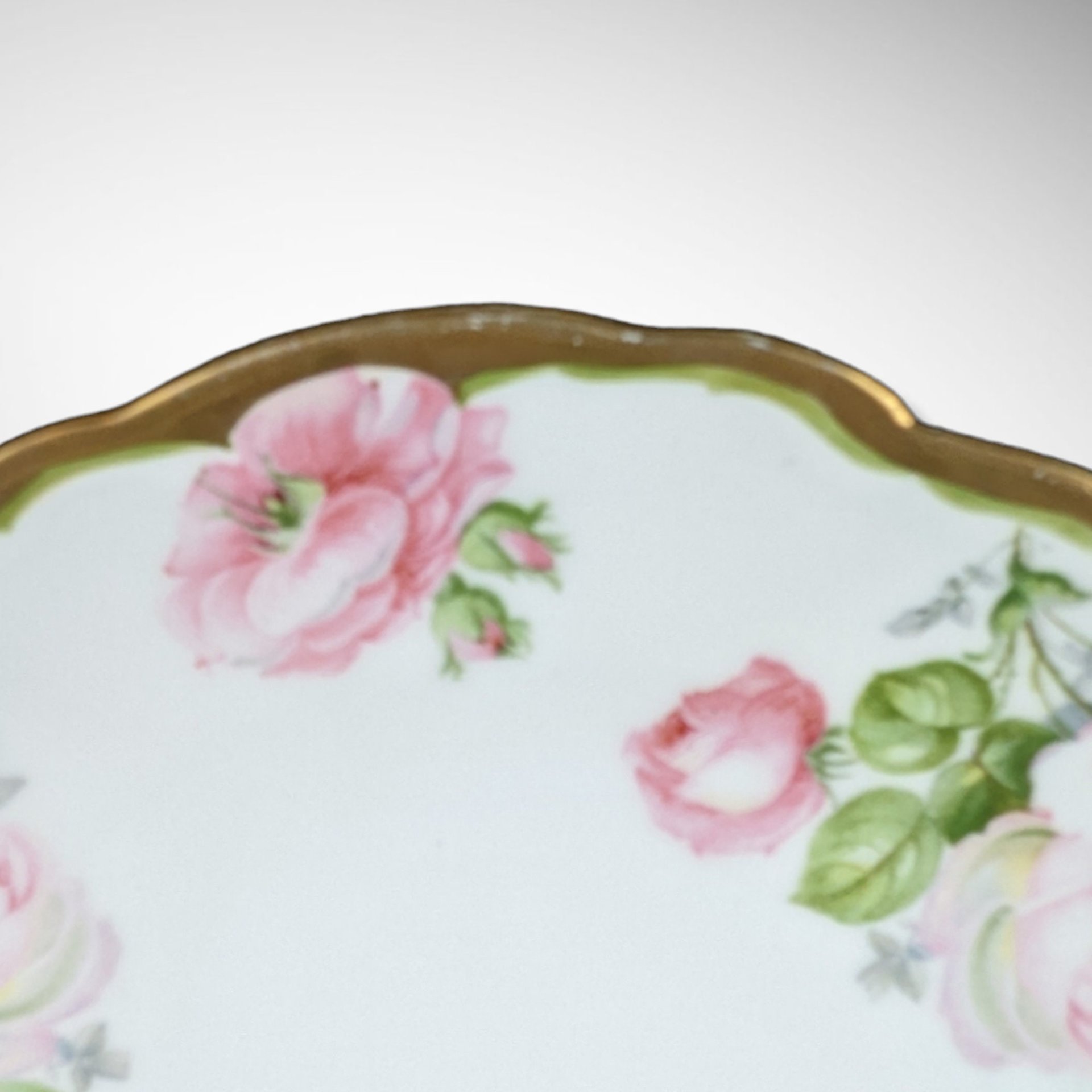 Prince Regent Bavaria Floral Salad Plate with Pink Flowers and Gold Rim