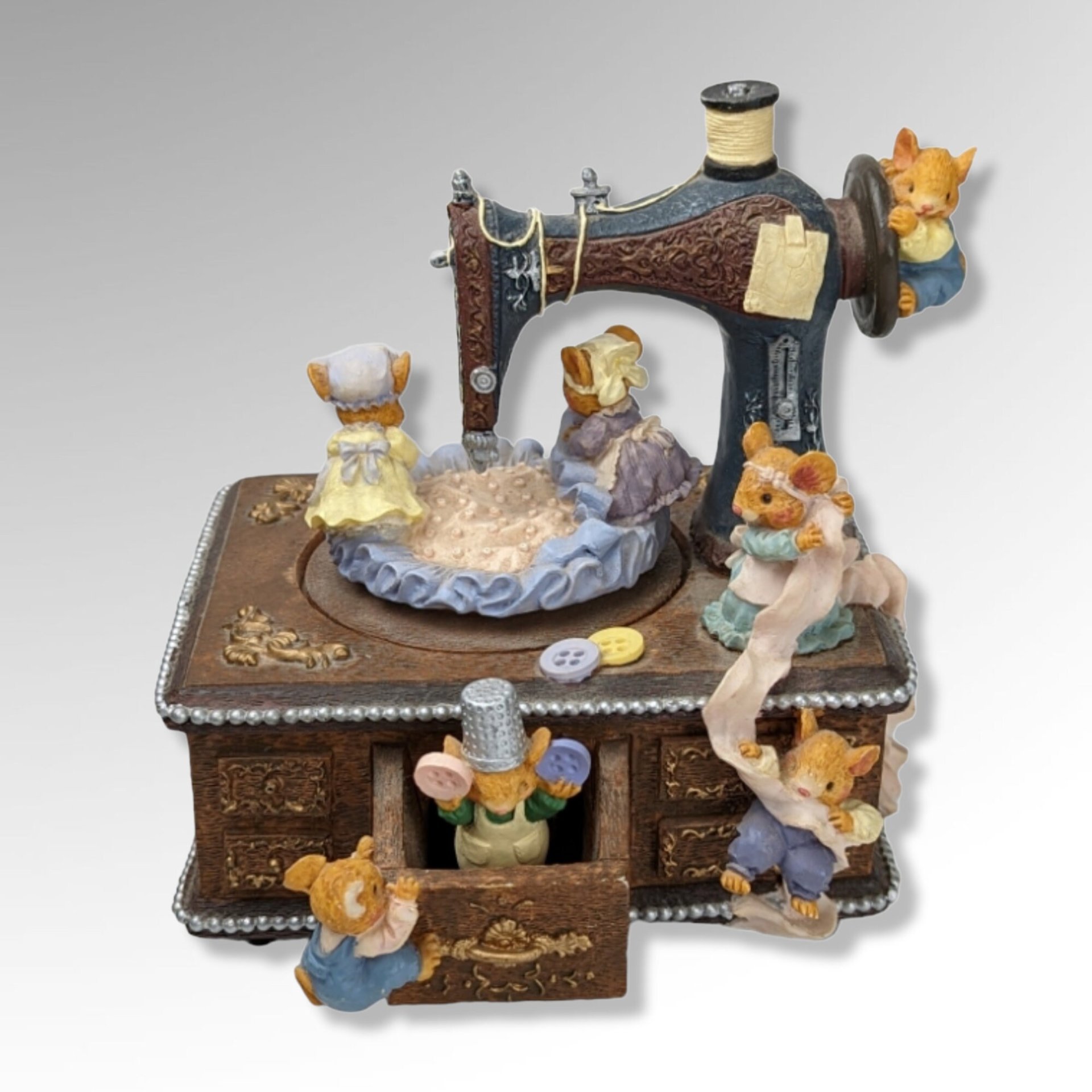 San Francisco Music Box Mice on Sewing Machine Music Box