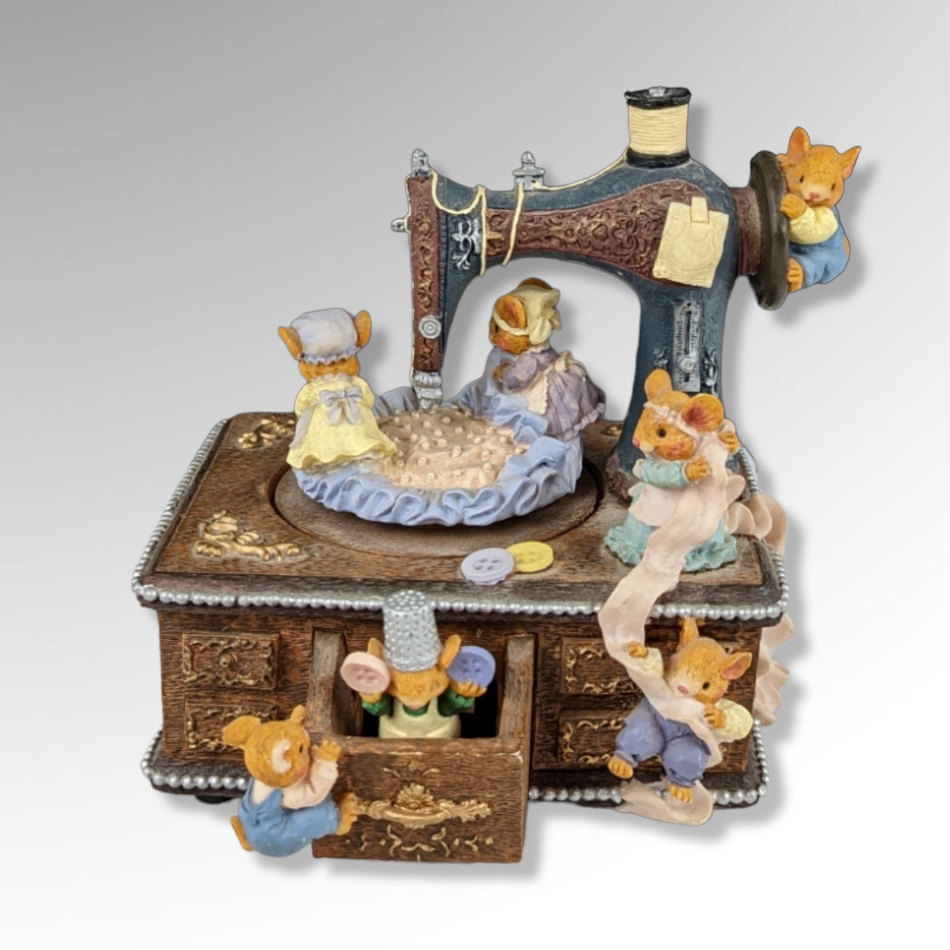 San Francisco Music Box Mice on Sewing Machine Music Box