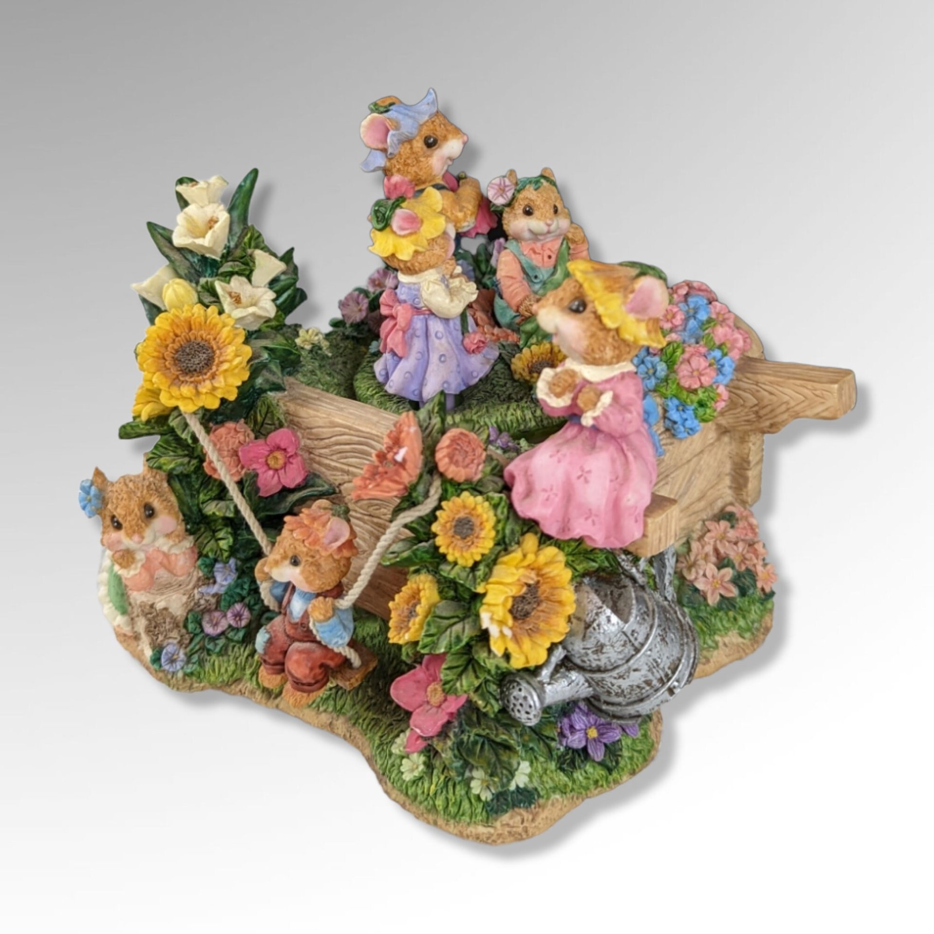 Save for John  - Vintage San Francisco Music Box Mice with Flowers Music Box