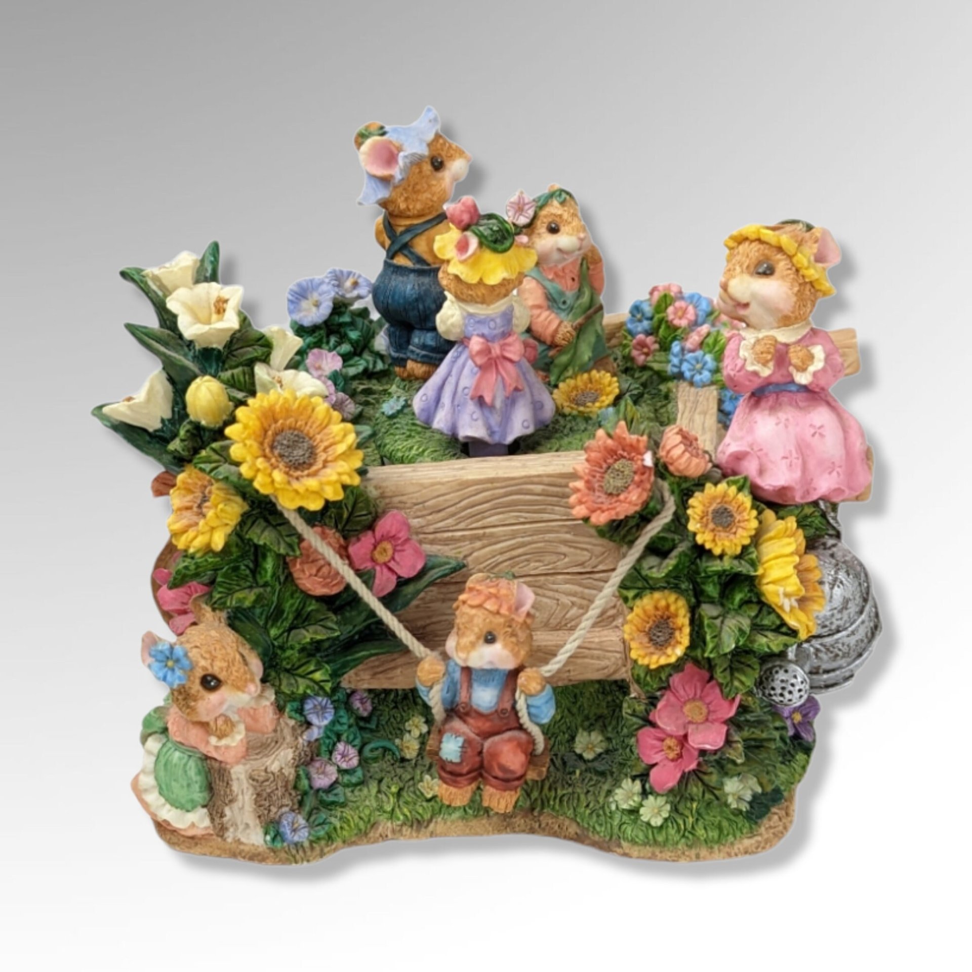 Save for John  - Vintage San Francisco Music Box Mice with Flowers Music Box