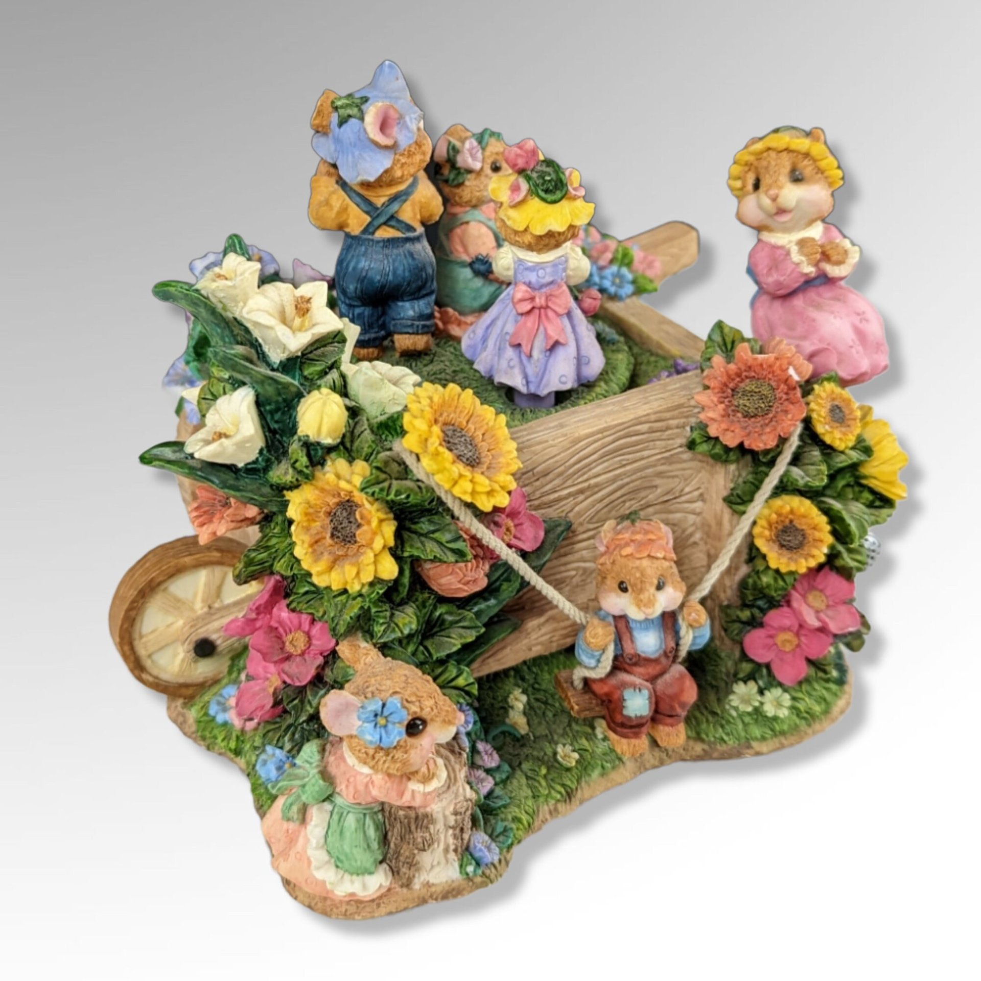 Save for John  - Vintage San Francisco Music Box Mice with Flowers Music Box