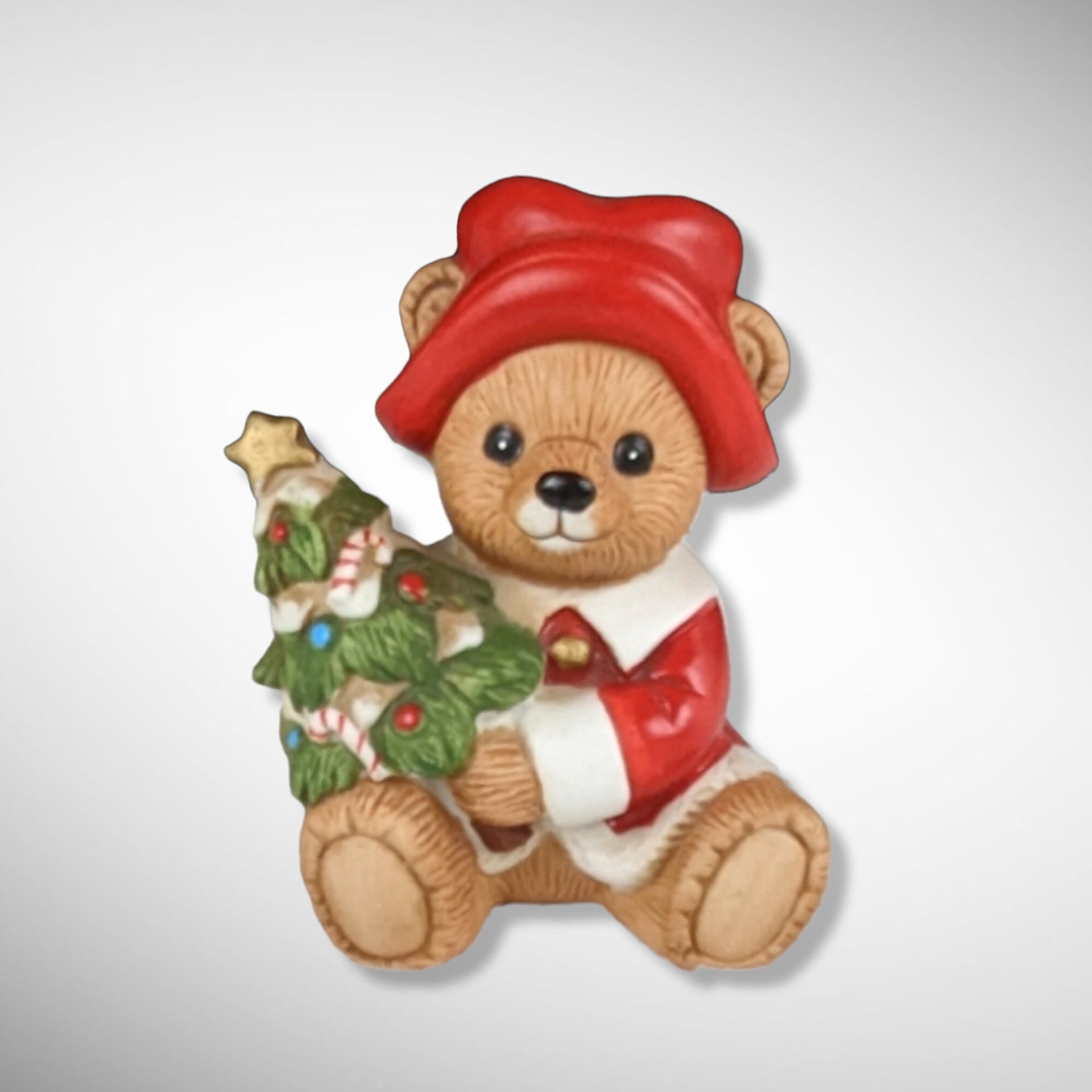 Pair of Vintage Homco Christmas Bear Figurines 5175