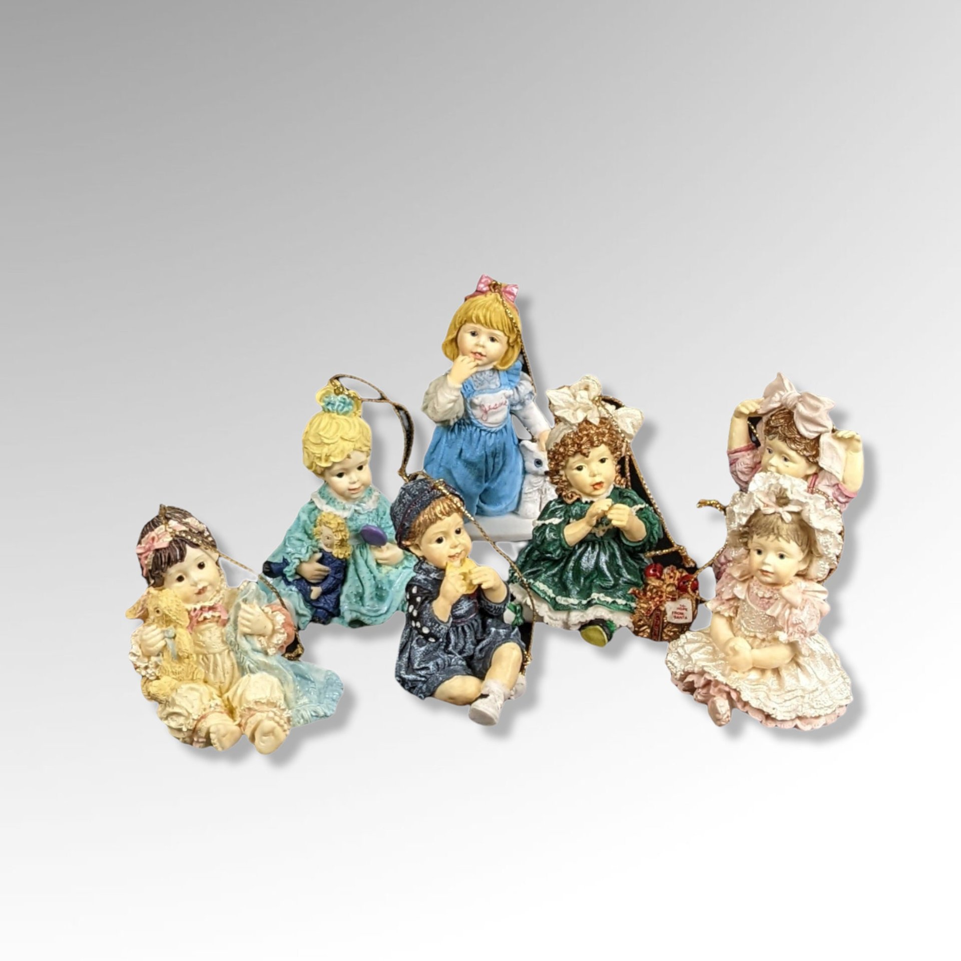 Set of 7 1994 Hamilton Collection Derek Darling Resin Ornaments