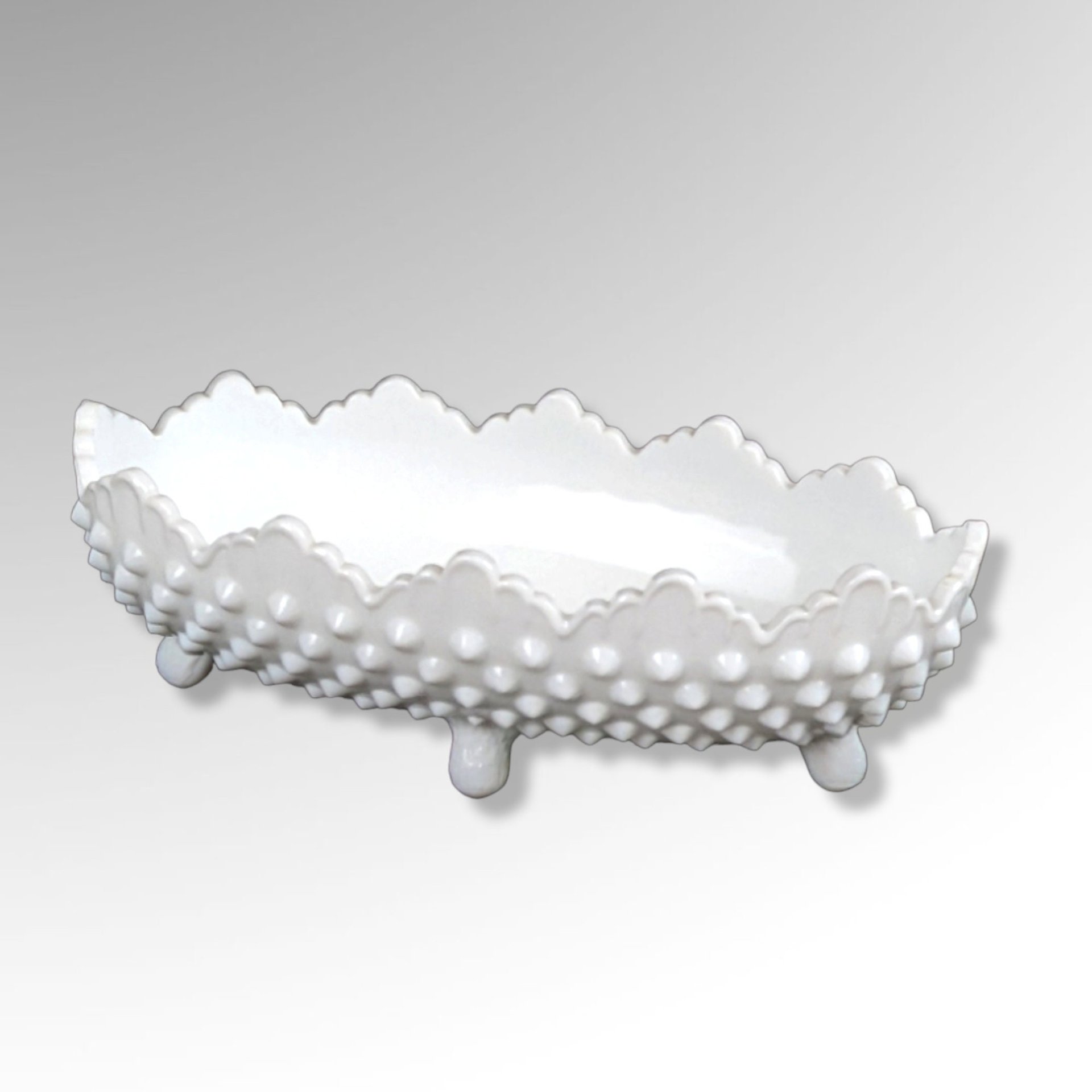 Fenton Hobnail Milk Glass Pickle Dish