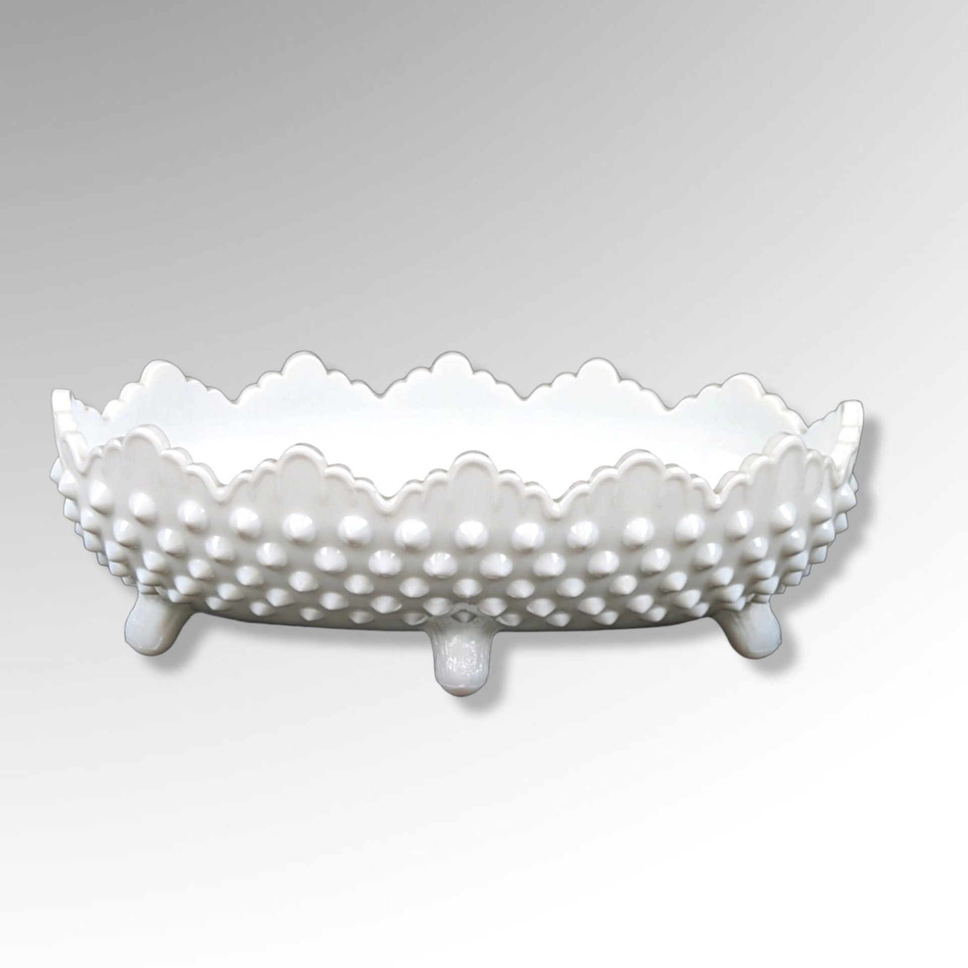 Fenton Hobnail Milk Glass Pickle Dish