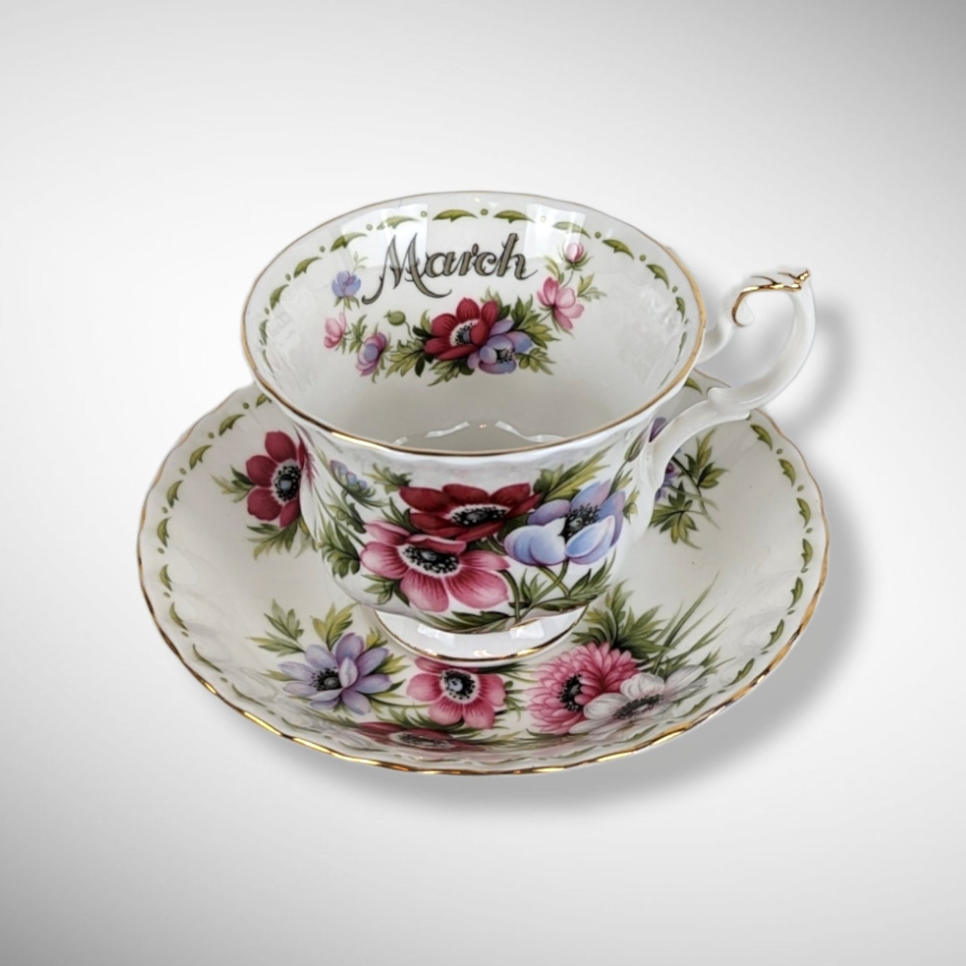 Royal Albert Anemones March Tea Cup and Saucer