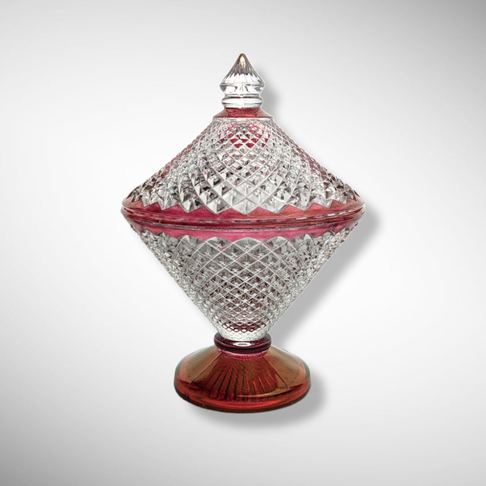 Westmoreland English Hobnail Covered Candy Dish with Red Flash