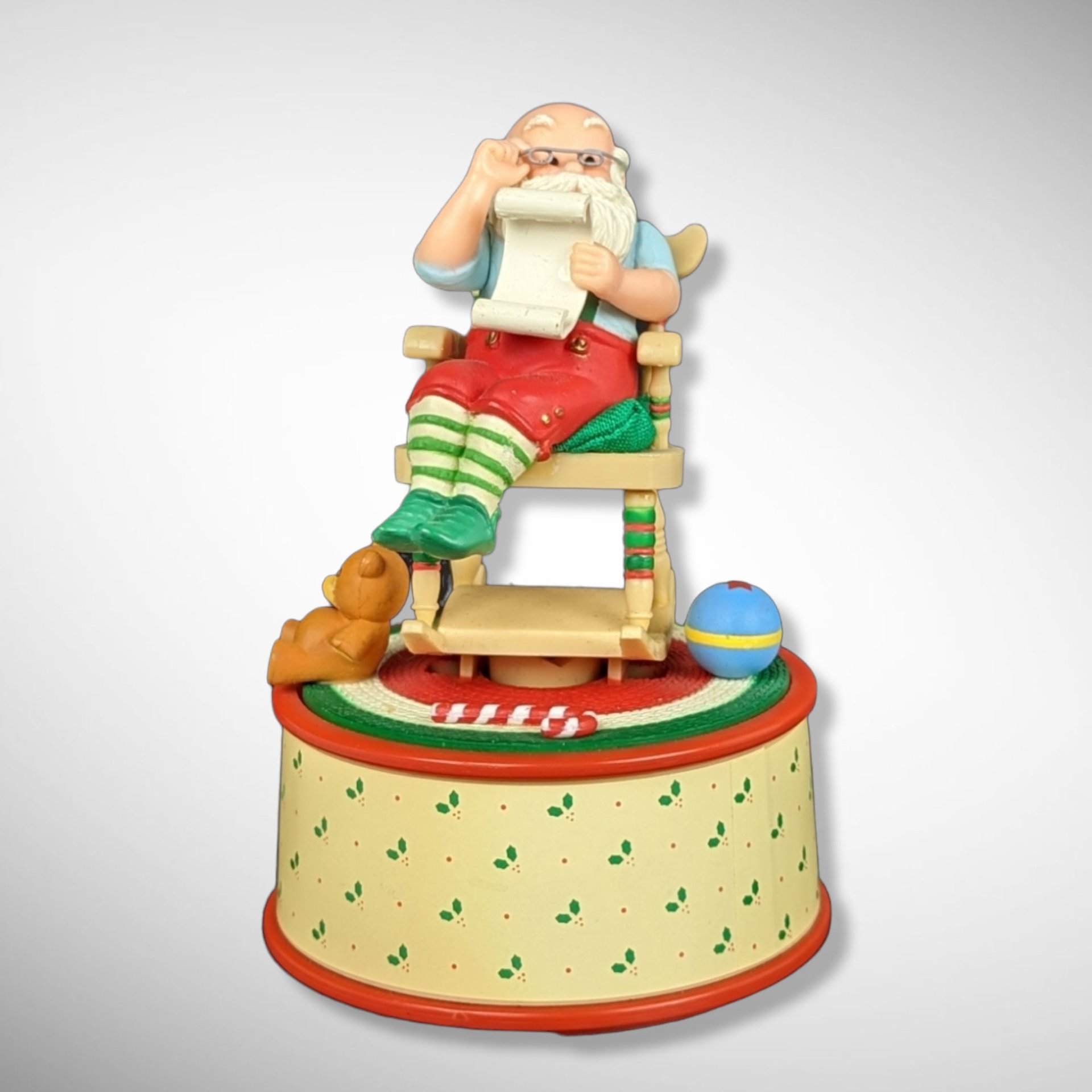 Vintage Enesco Christmas "Santa's List" Musical Wind Up Toy 'Here Comes Santa Claus'