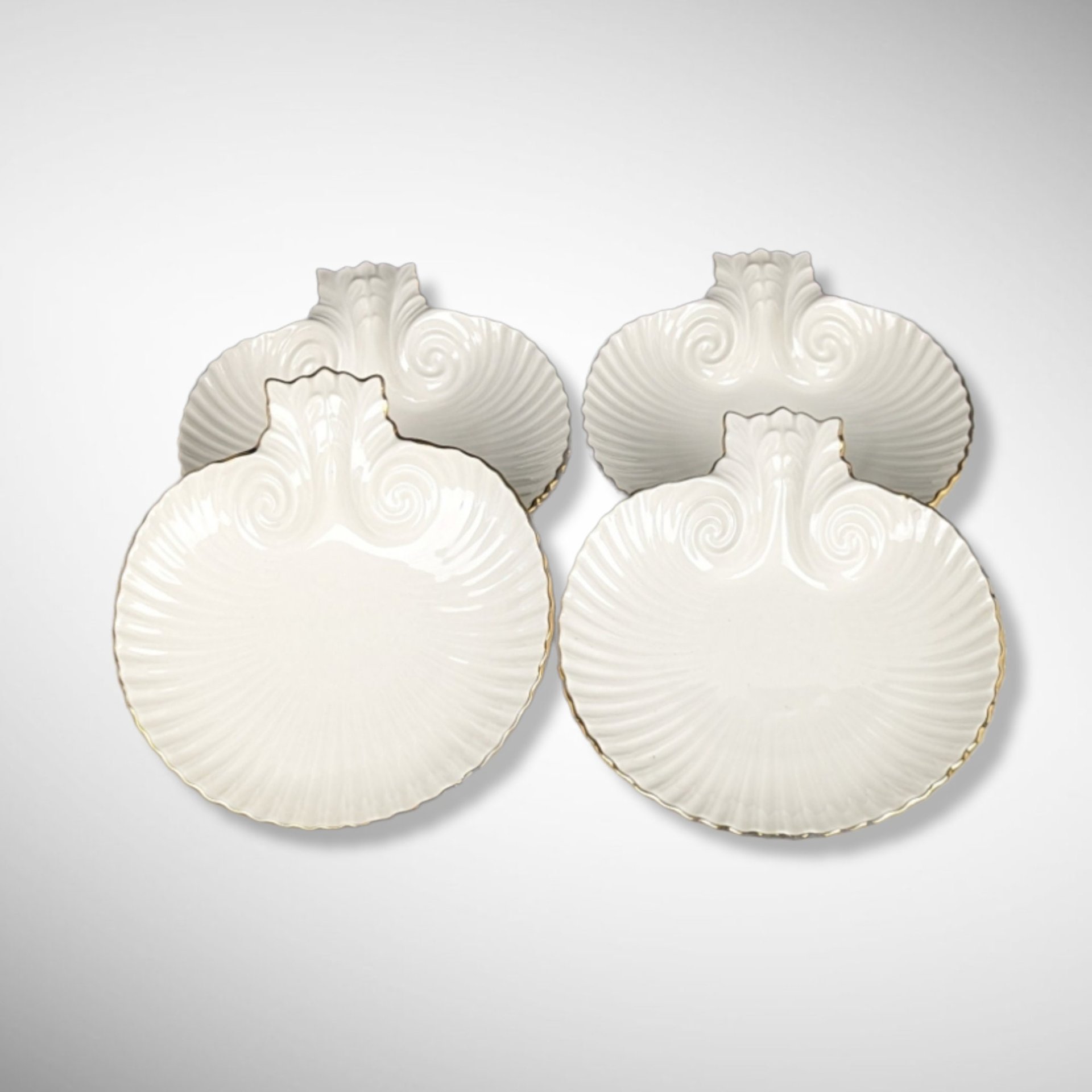 Set of 4 Lenox Aegean Collection Medium Shell Shaped Dish