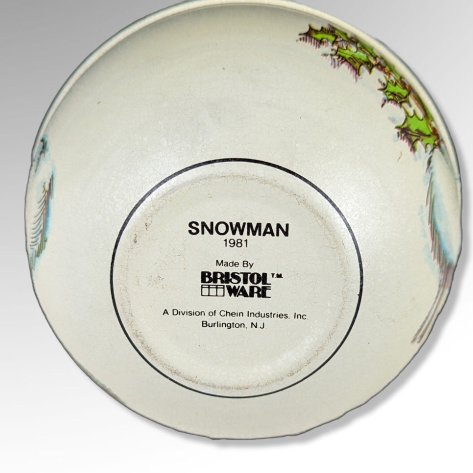 1981 Bristol Ware Snowman Collectible Metal Container