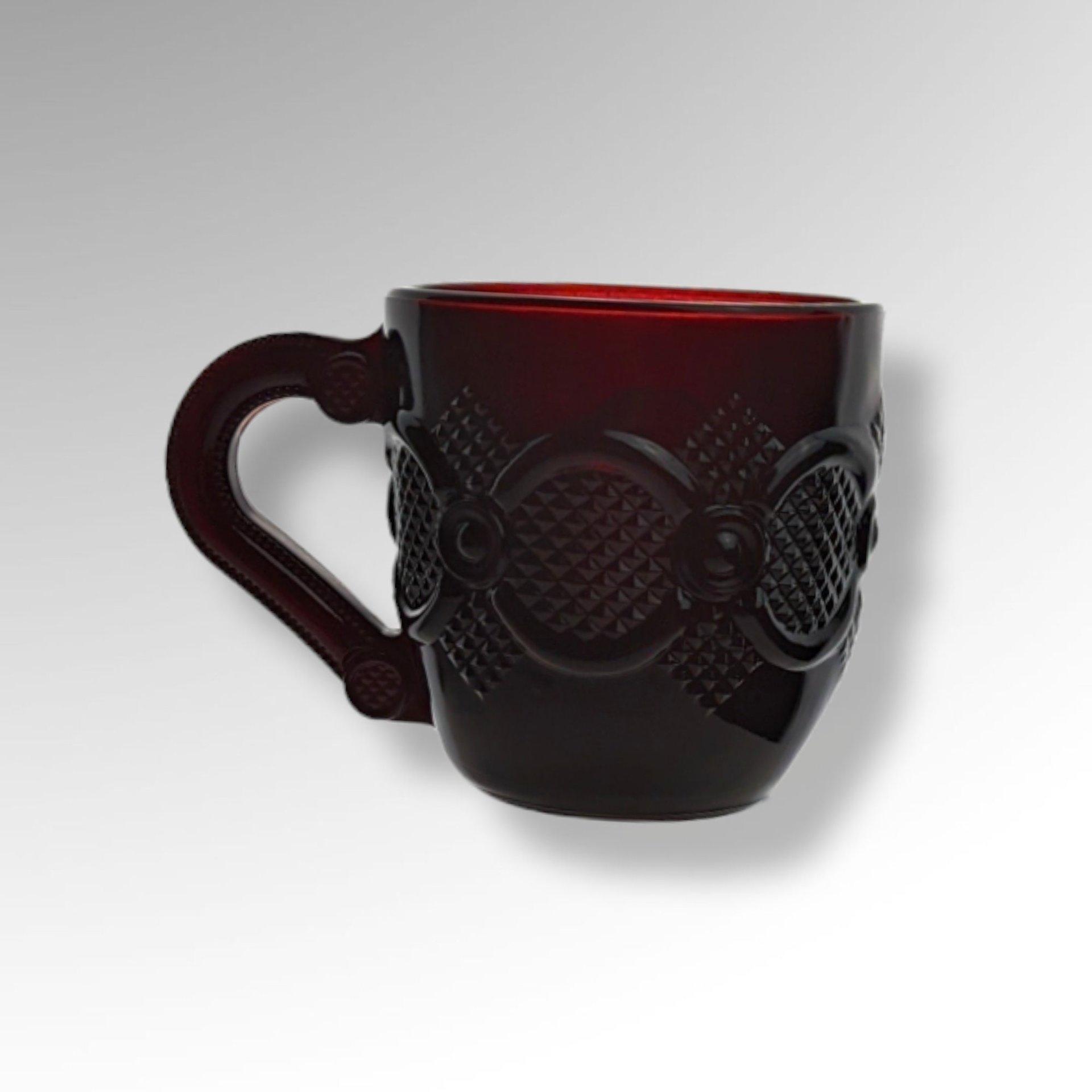 Vintage Pair of Avon Cape Cod Red Flat Mugs