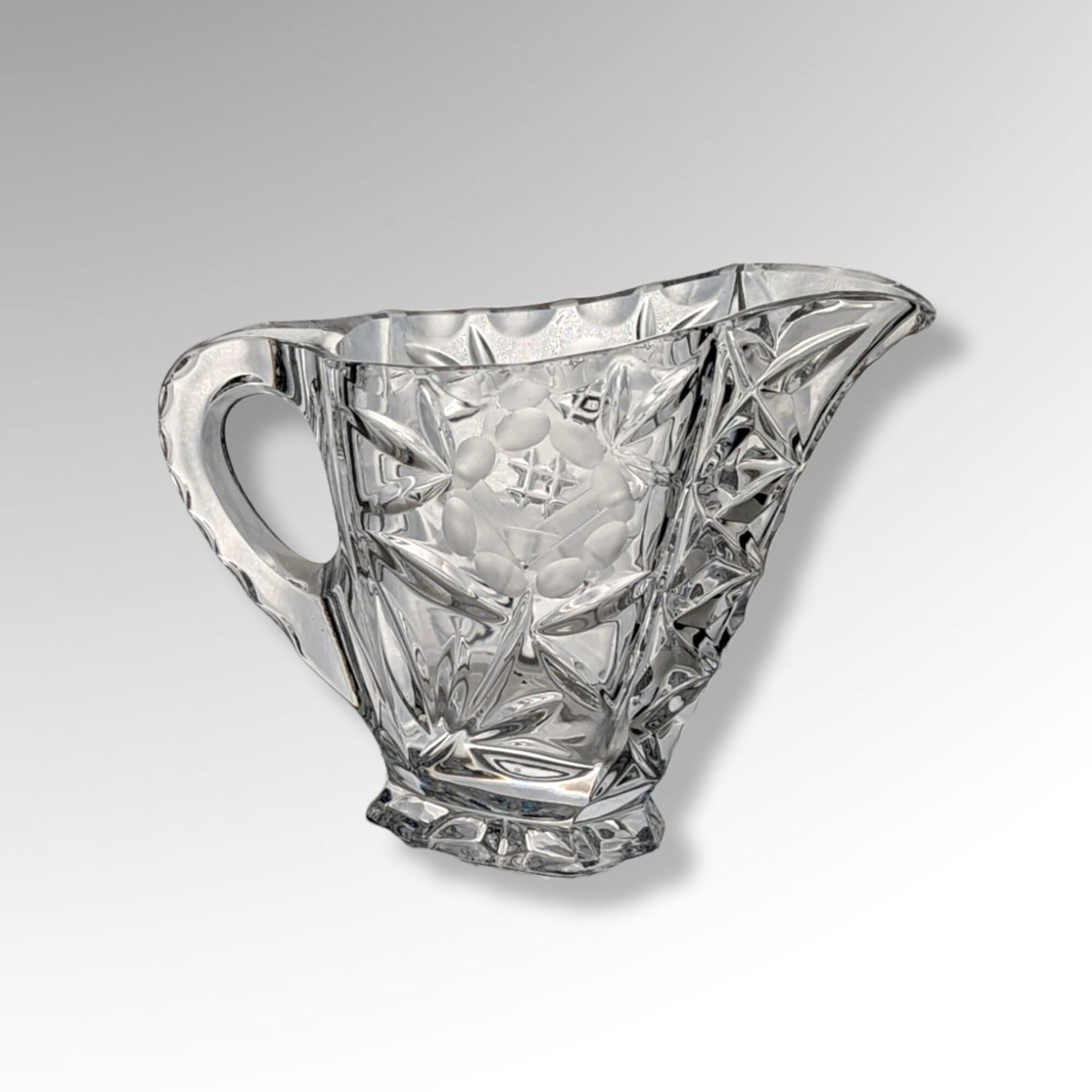 Vintage Crystal Creamer/Pitcher with Flowers