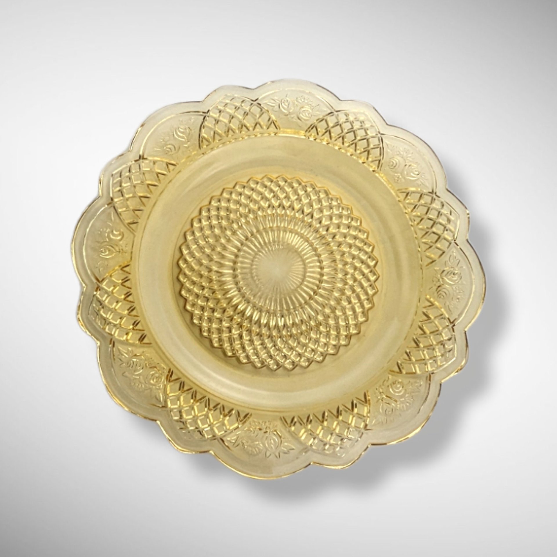 1934 Federal Glass Amber Mayfair Dinner Plate, Depression Glass