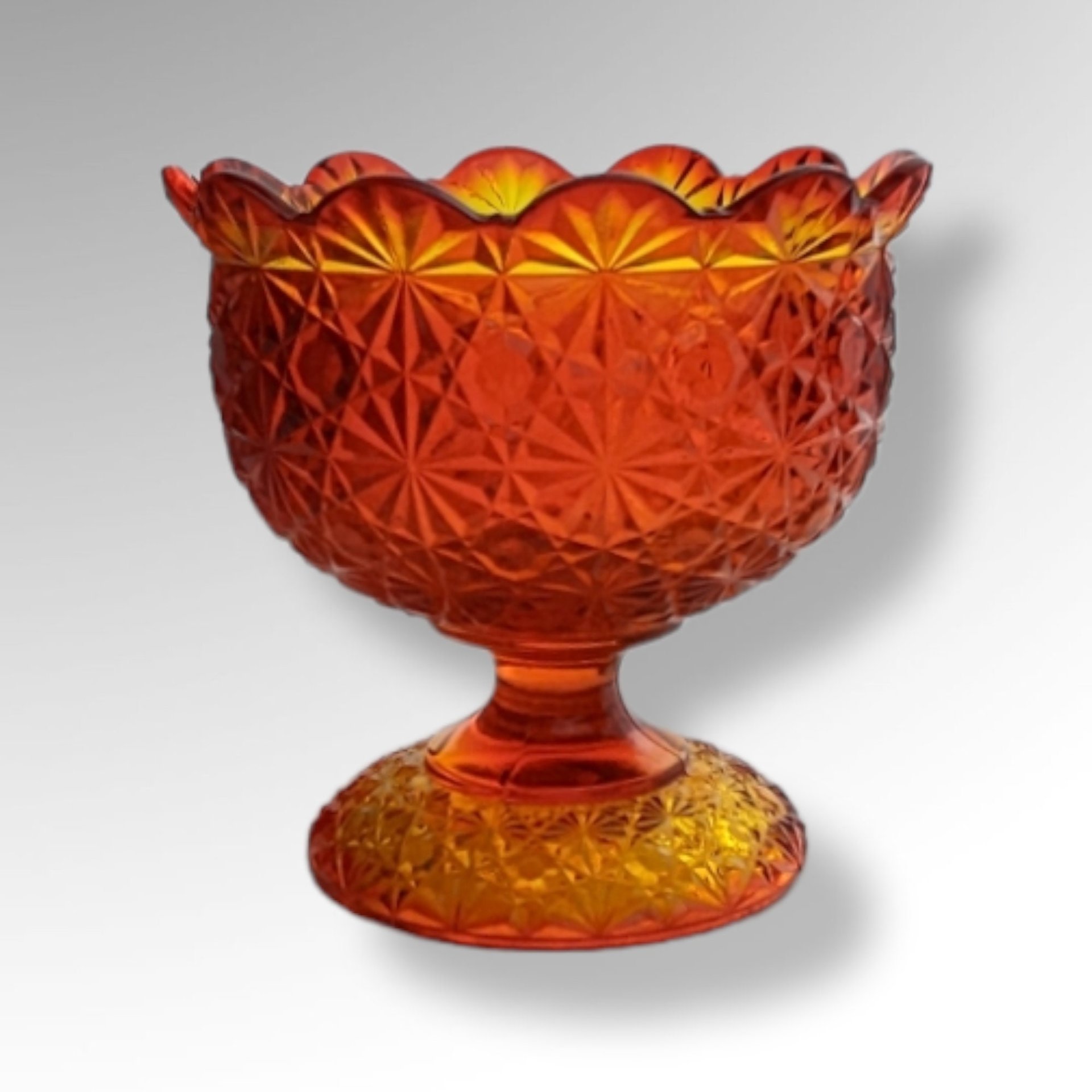 Vintage Daisy and Button Amberina Compote without Lid