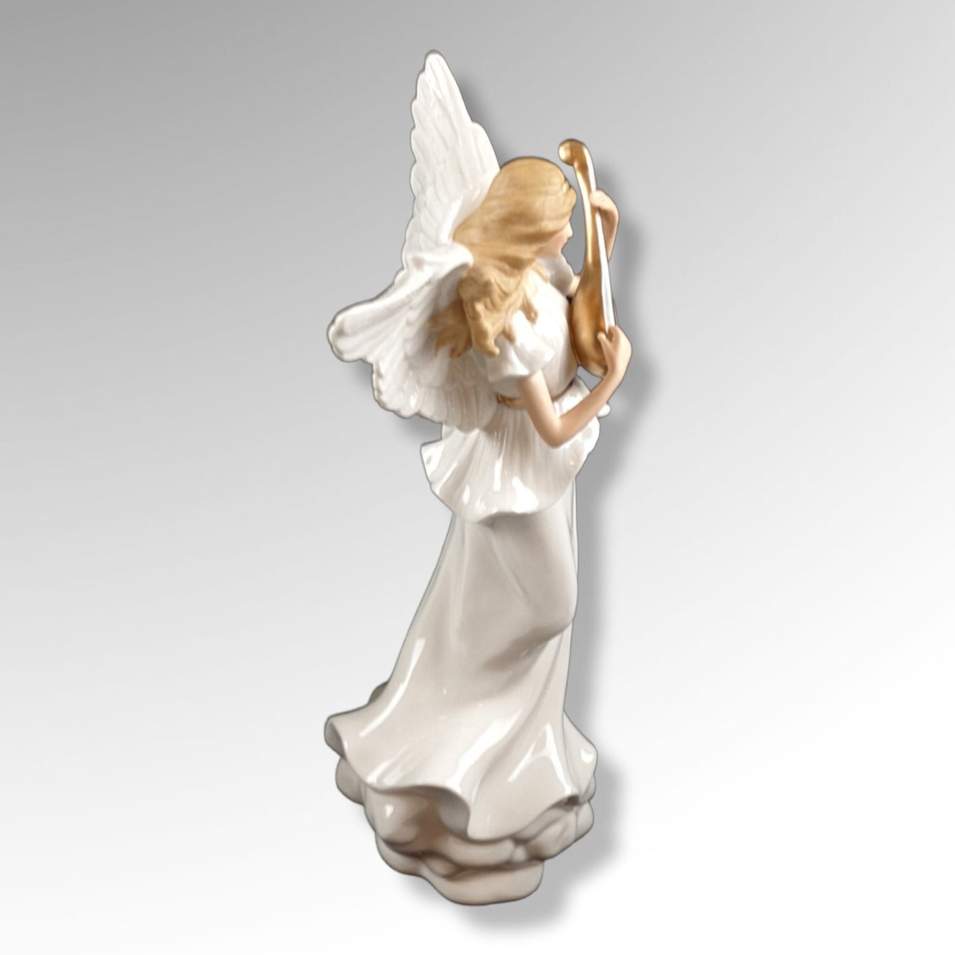 Angel Playing Mandolin Light Up 12 1/2" Statue