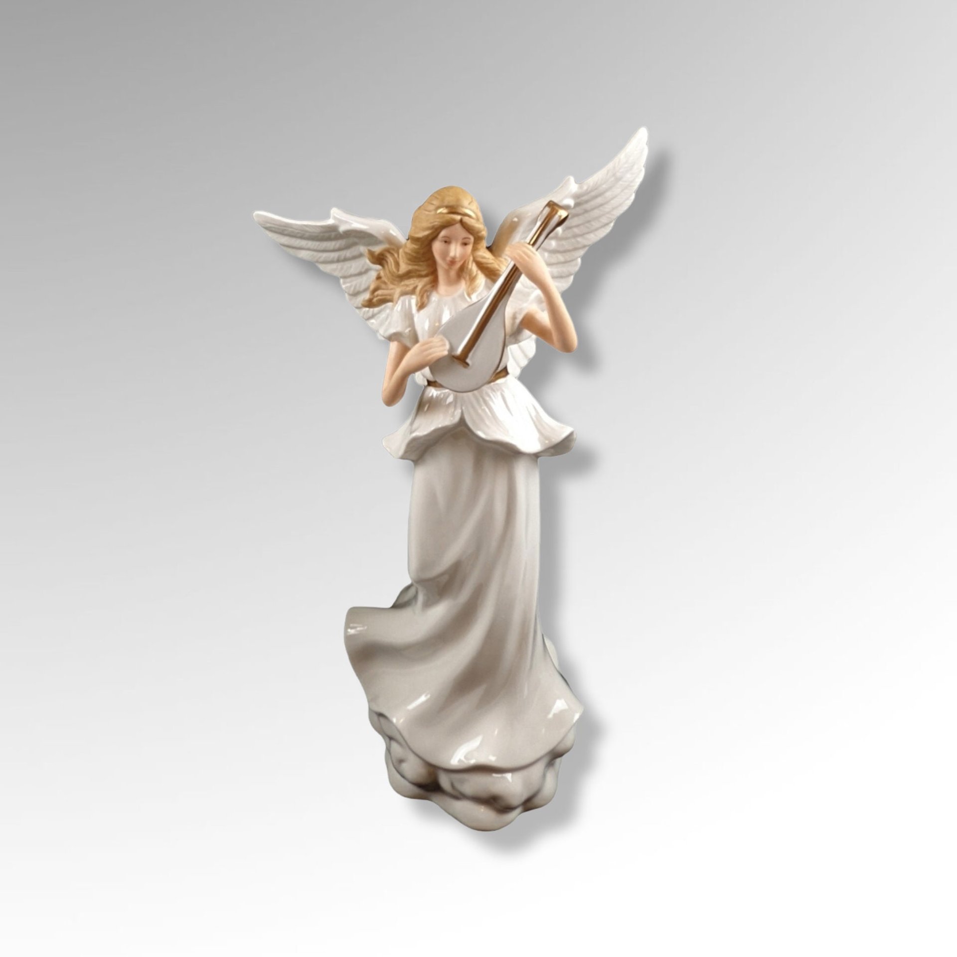 Angel Playing Mandolin Light Up 12 1/2" Statue
