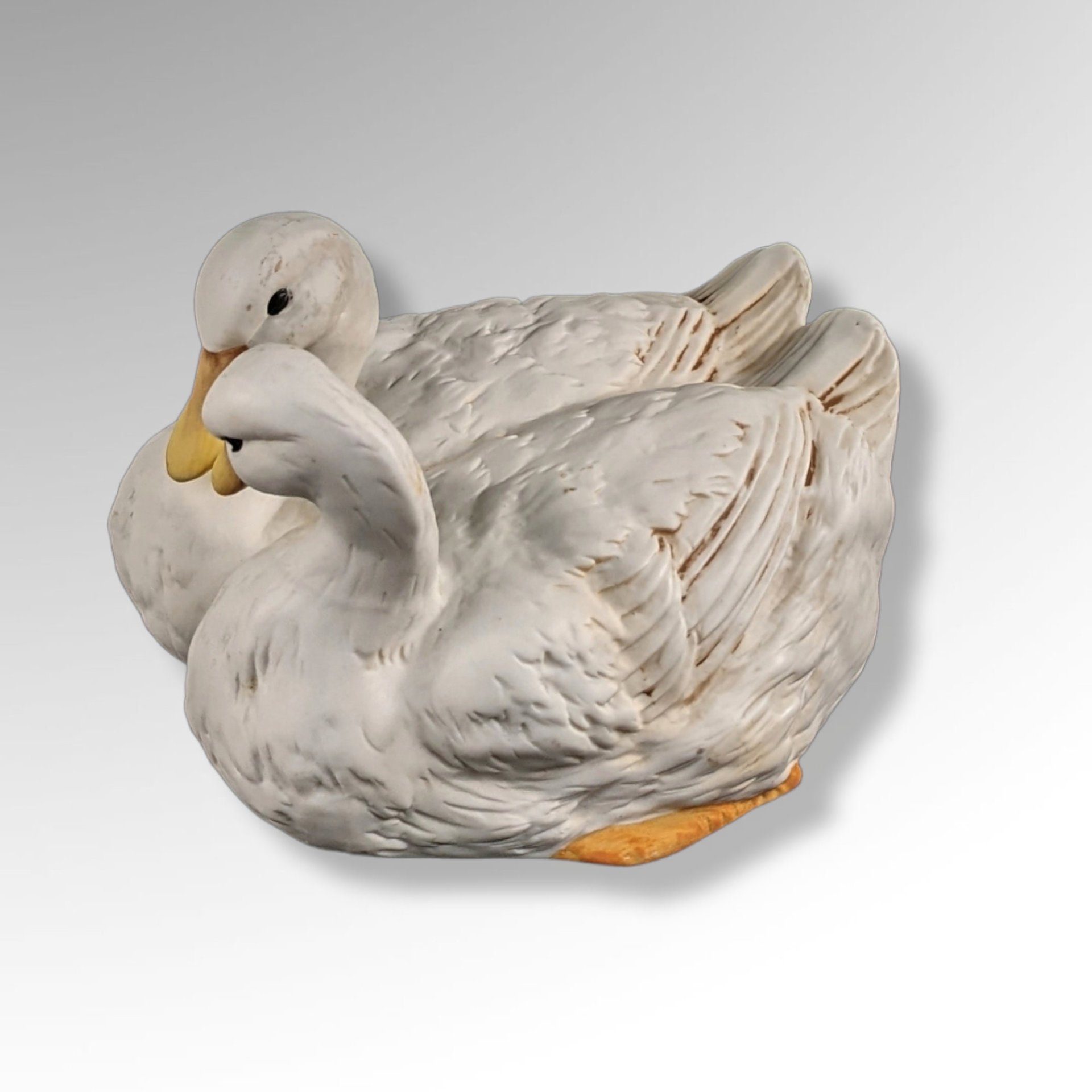 Vintage Porcelain Figurine with 2 Cuddling Geese