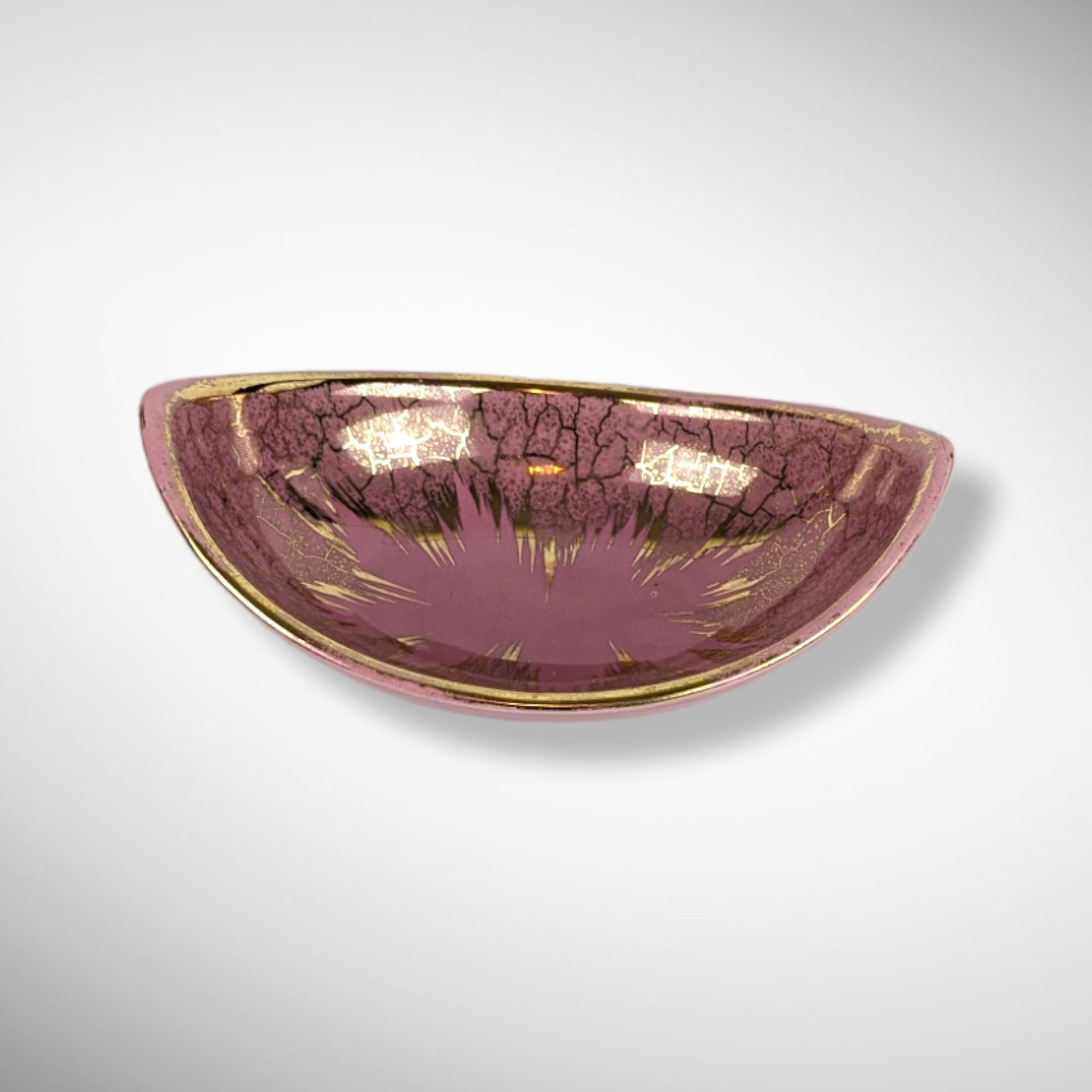 Mid Century Modern Pink and Gold Bowl Made in Germany