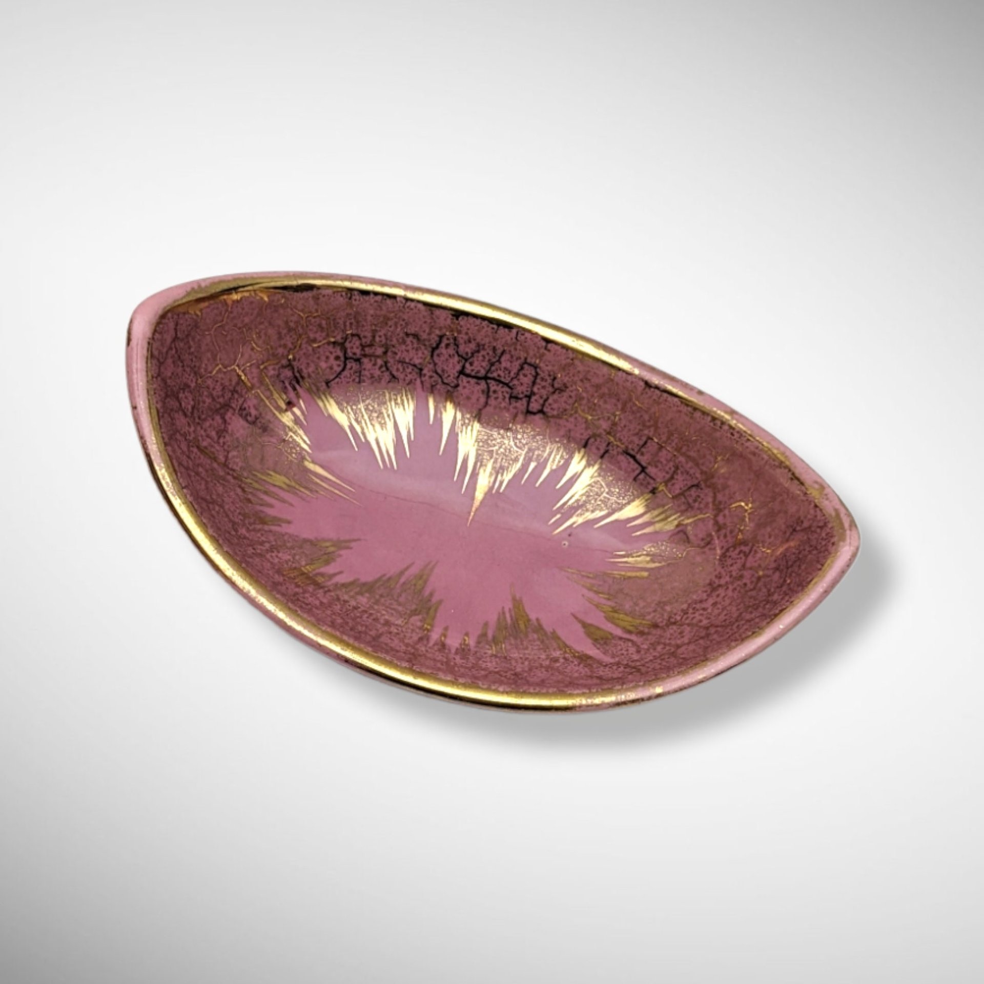 Mid Century Modern Pink and Gold Bowl Made in Germany