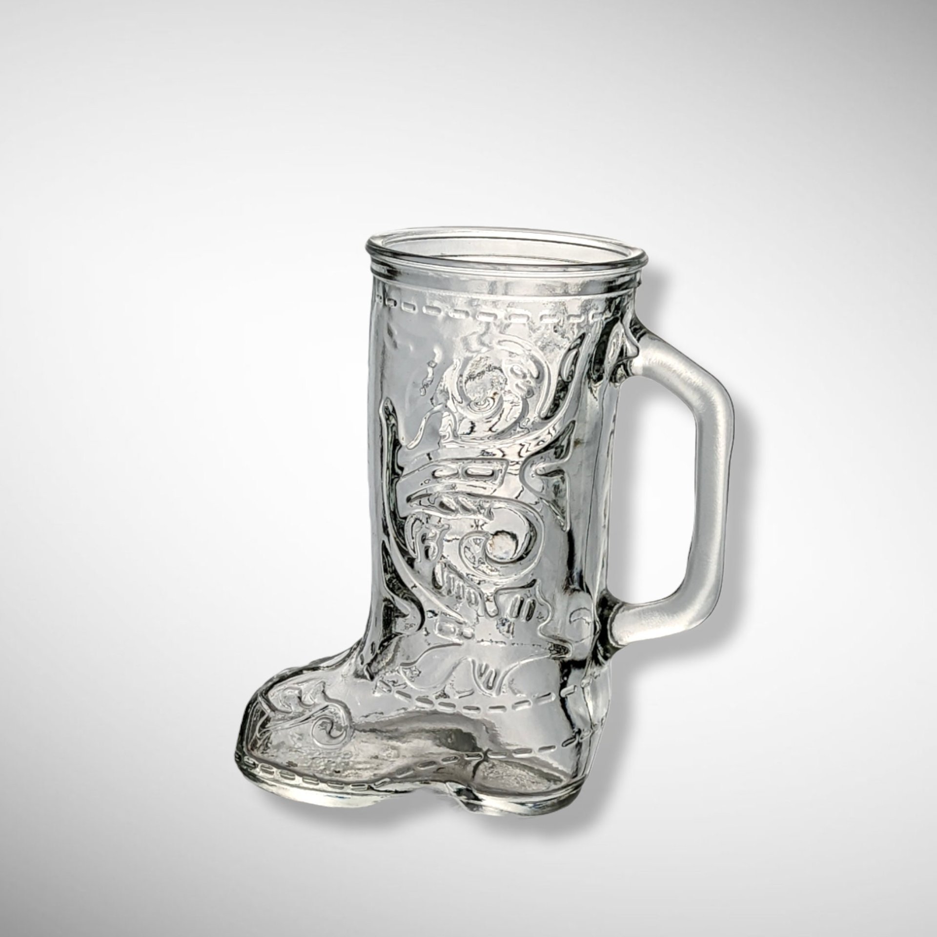 Vintage Cowboy Boot Clear Glass Mug