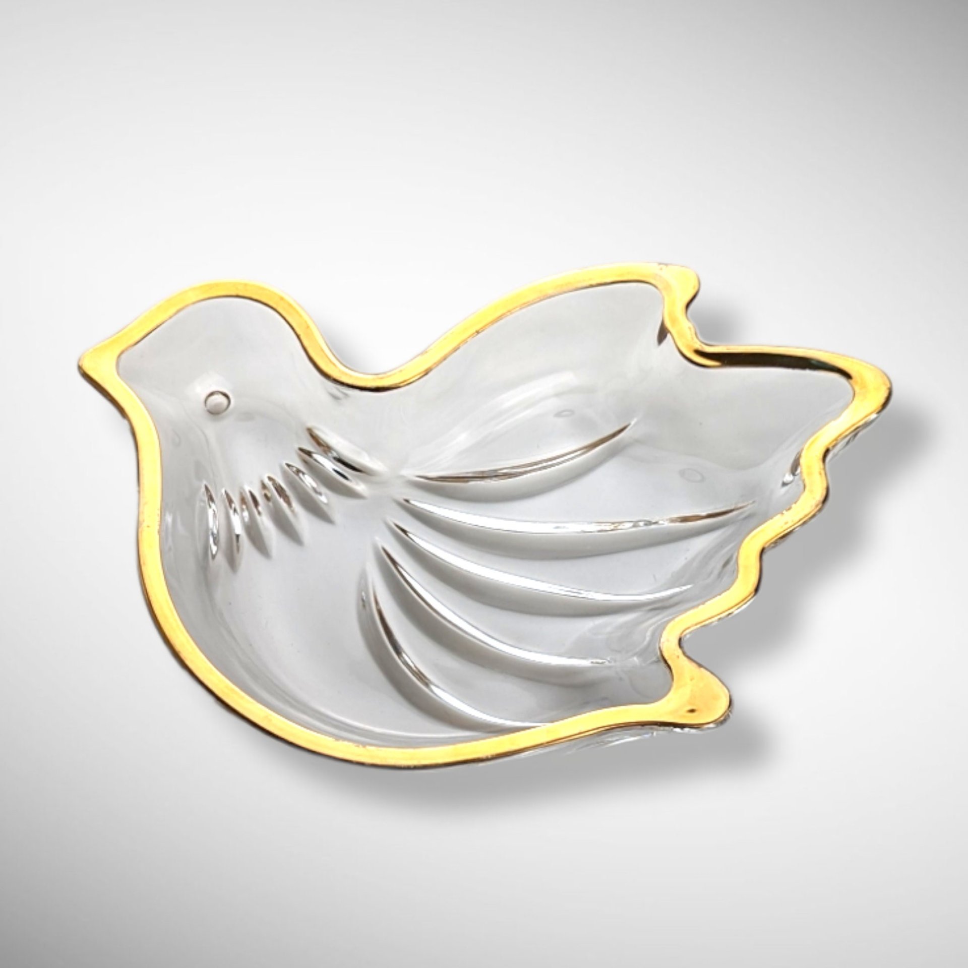 Mikasa Gold Rimmed Glass Dove Dish