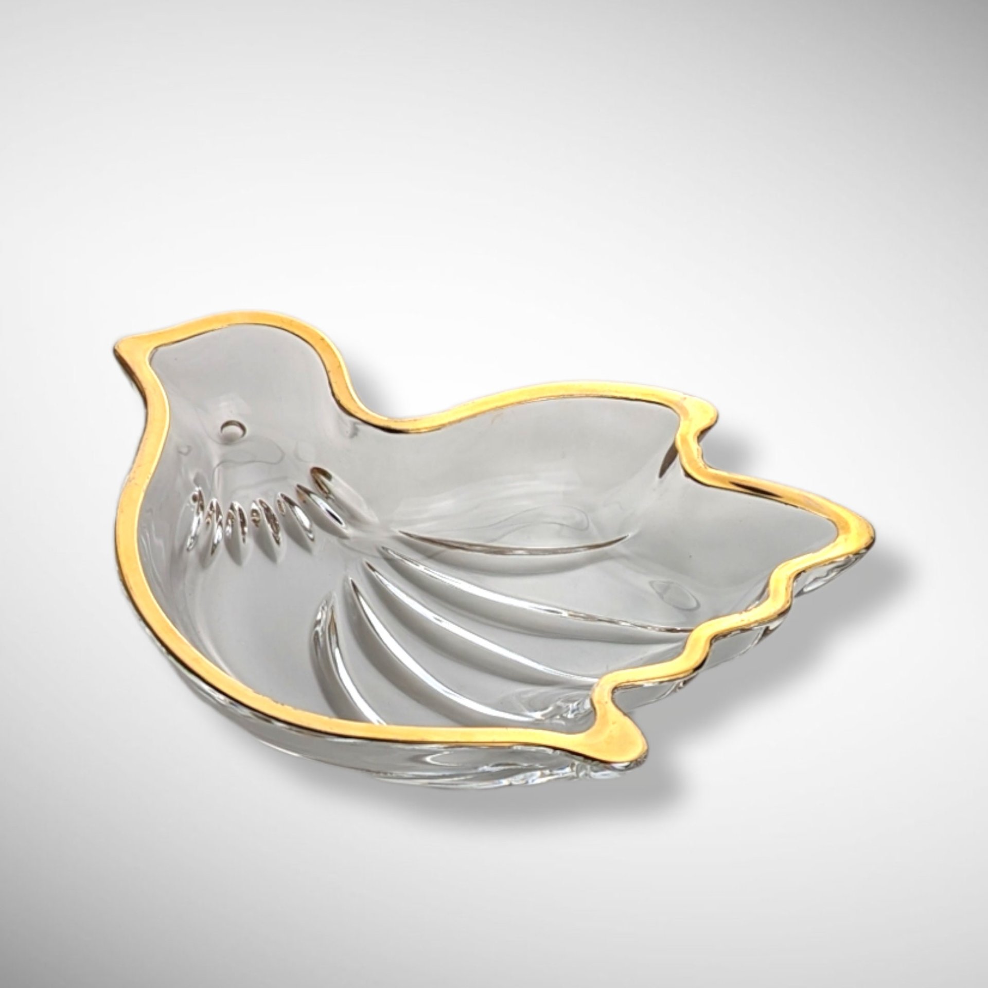 Mikasa Gold Rimmed Glass Dove Dish