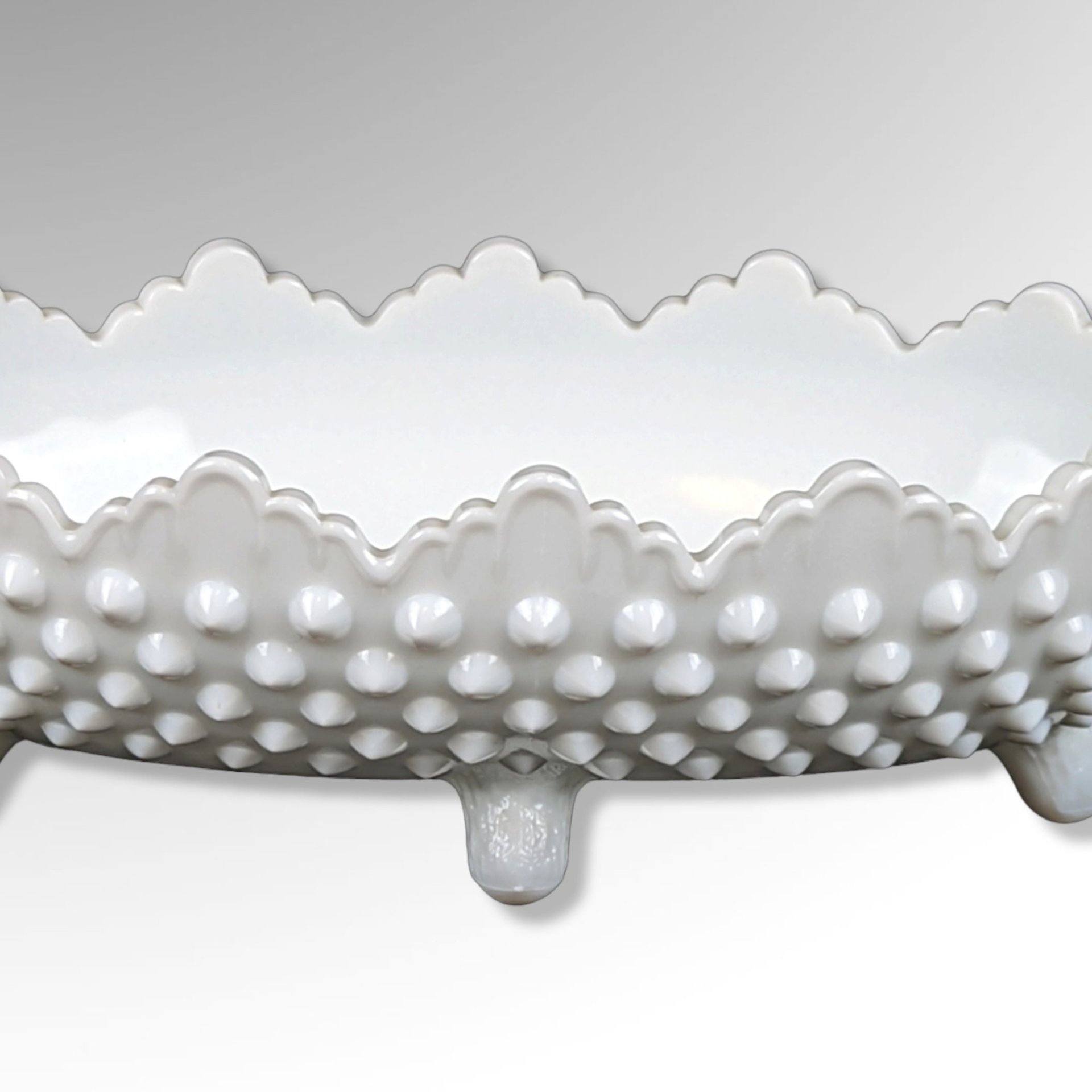 Fenton Hobnail Milk Glass Pickle Dish