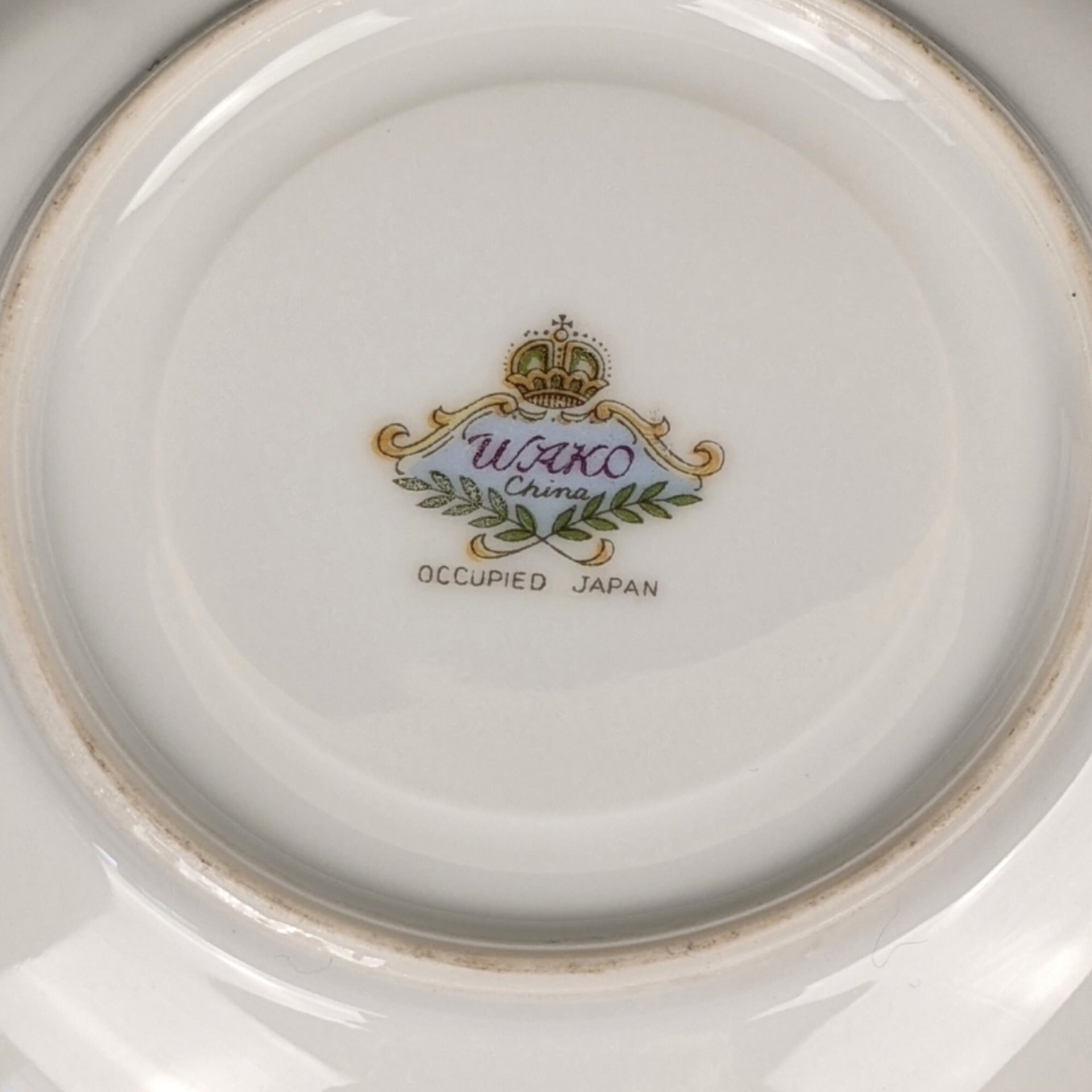 Wako China Tea Cup and Saucer Set, Black with Pink Flowers, Occupied Japan