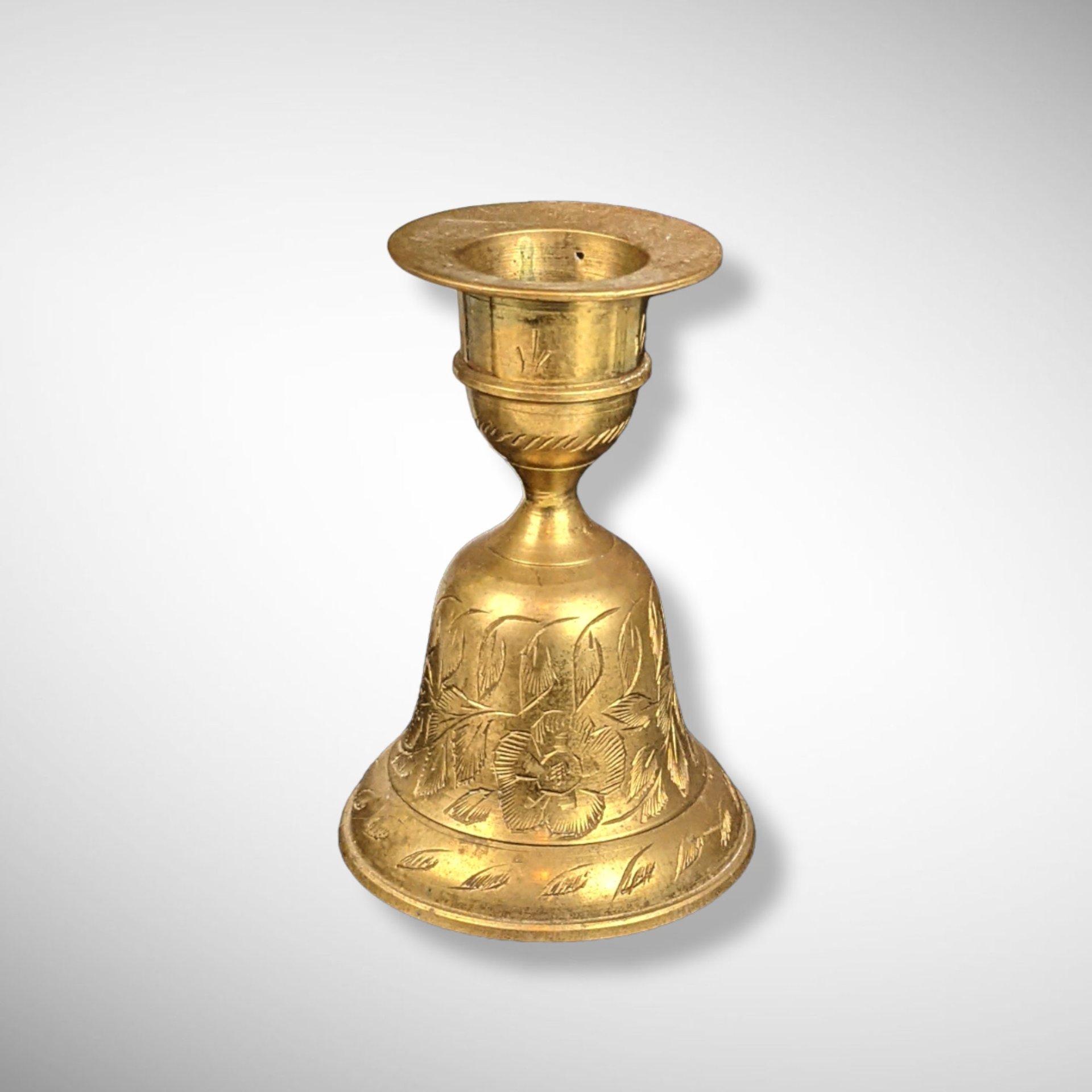 Pair of Vintage Brass Bell Candlestick Holders, Z.Y. India World Gift