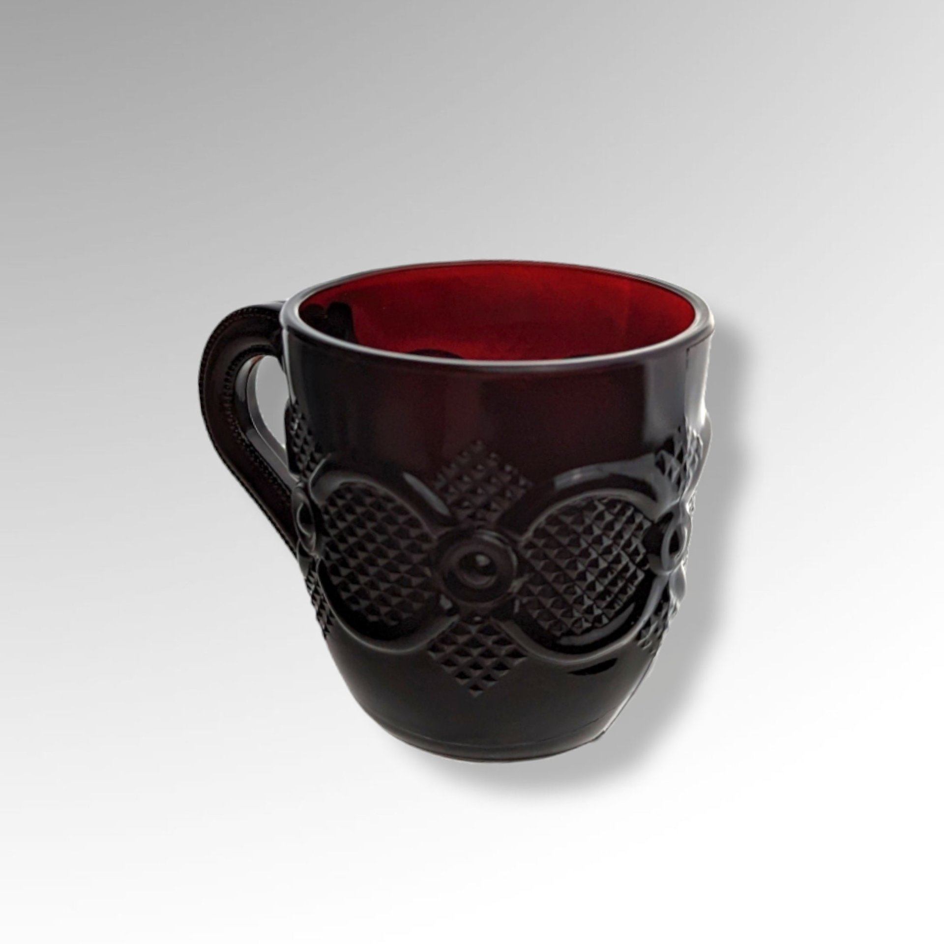 Vintage Pair of Avon Cape Cod Red Flat Mugs