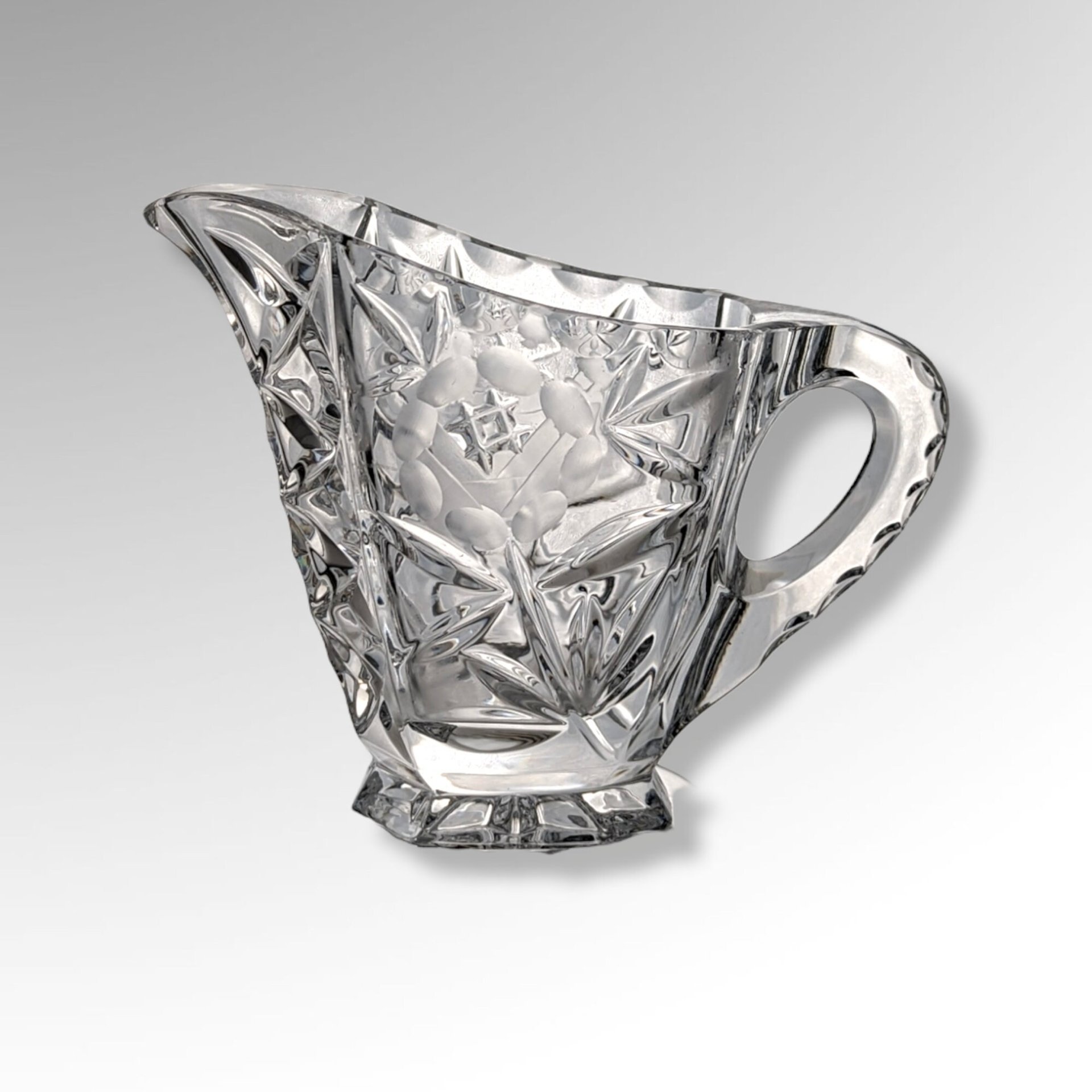 Vintage Crystal Creamer/Pitcher with Flowers