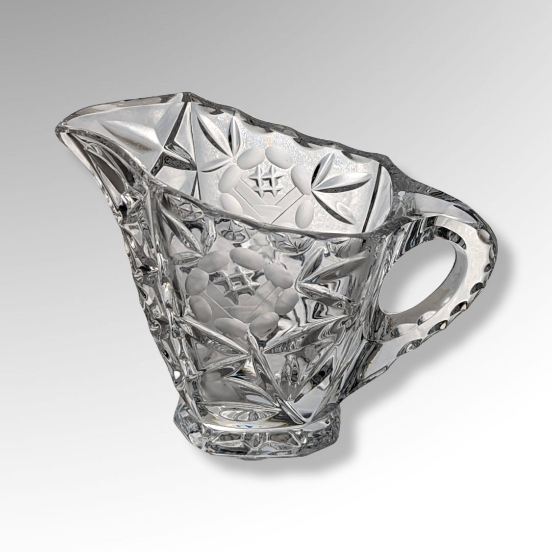 Vintage Crystal Creamer/Pitcher with Flowers