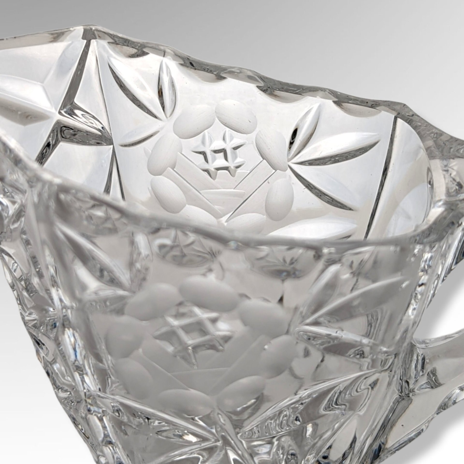 Vintage Crystal Creamer/Pitcher with Flowers