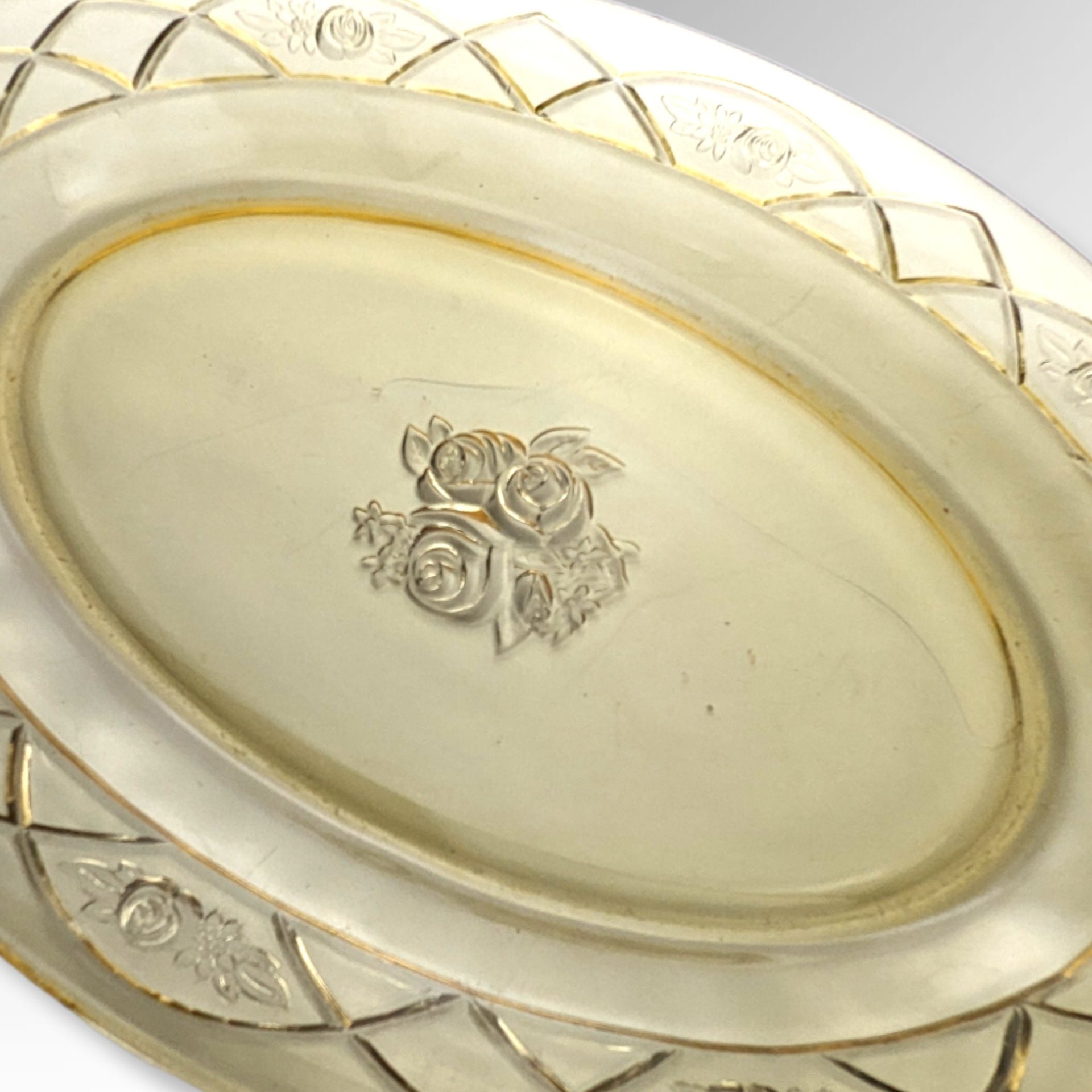 1930's Federal Glass Rosemary "Dutch Rose" 12" Platter, Depression Glass