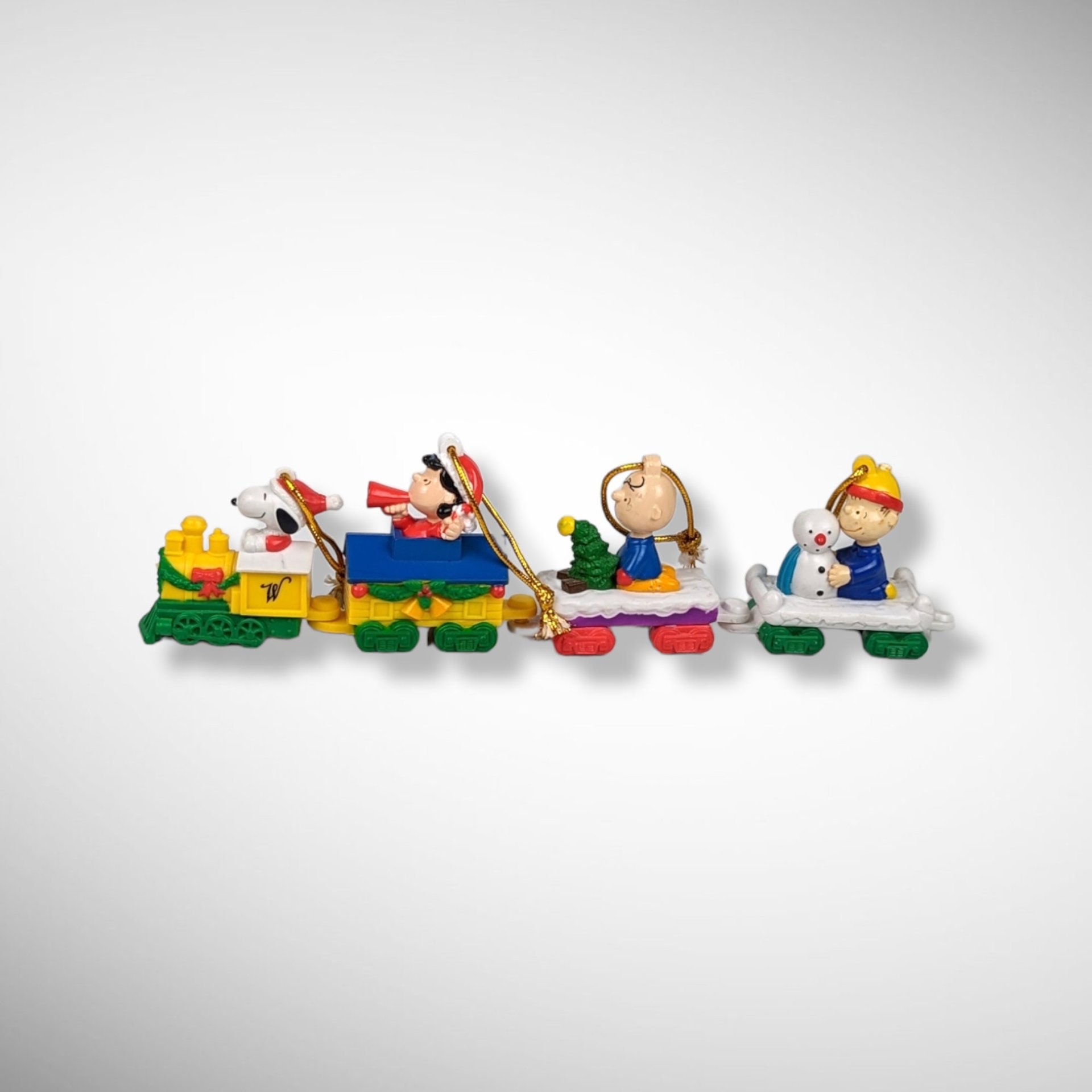 Vintage 4 Piece Peanuts Train Ornament Set