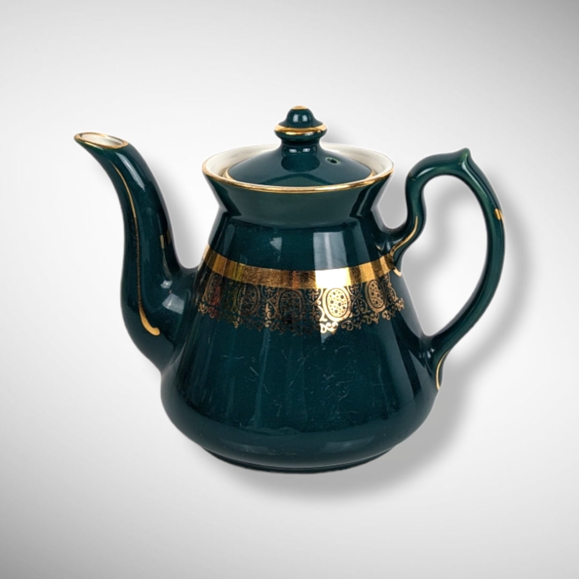 Vintage Hall Philadelphia Dark Green and Gold Teapot 080X
